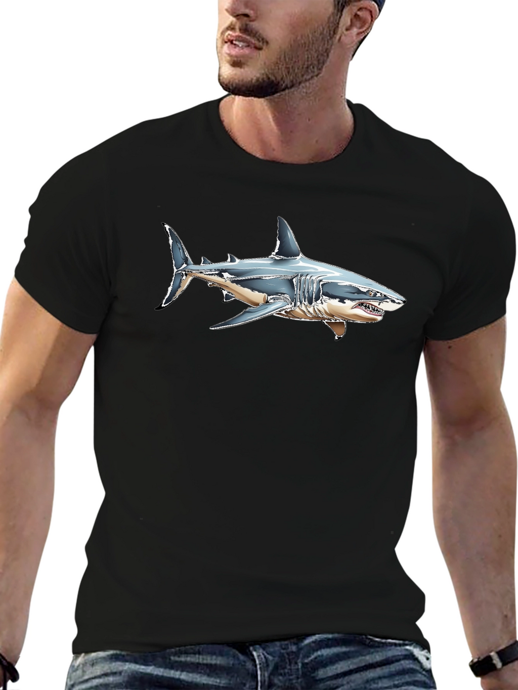 Shark Graphic T-Shirt - Mens Black Tee
