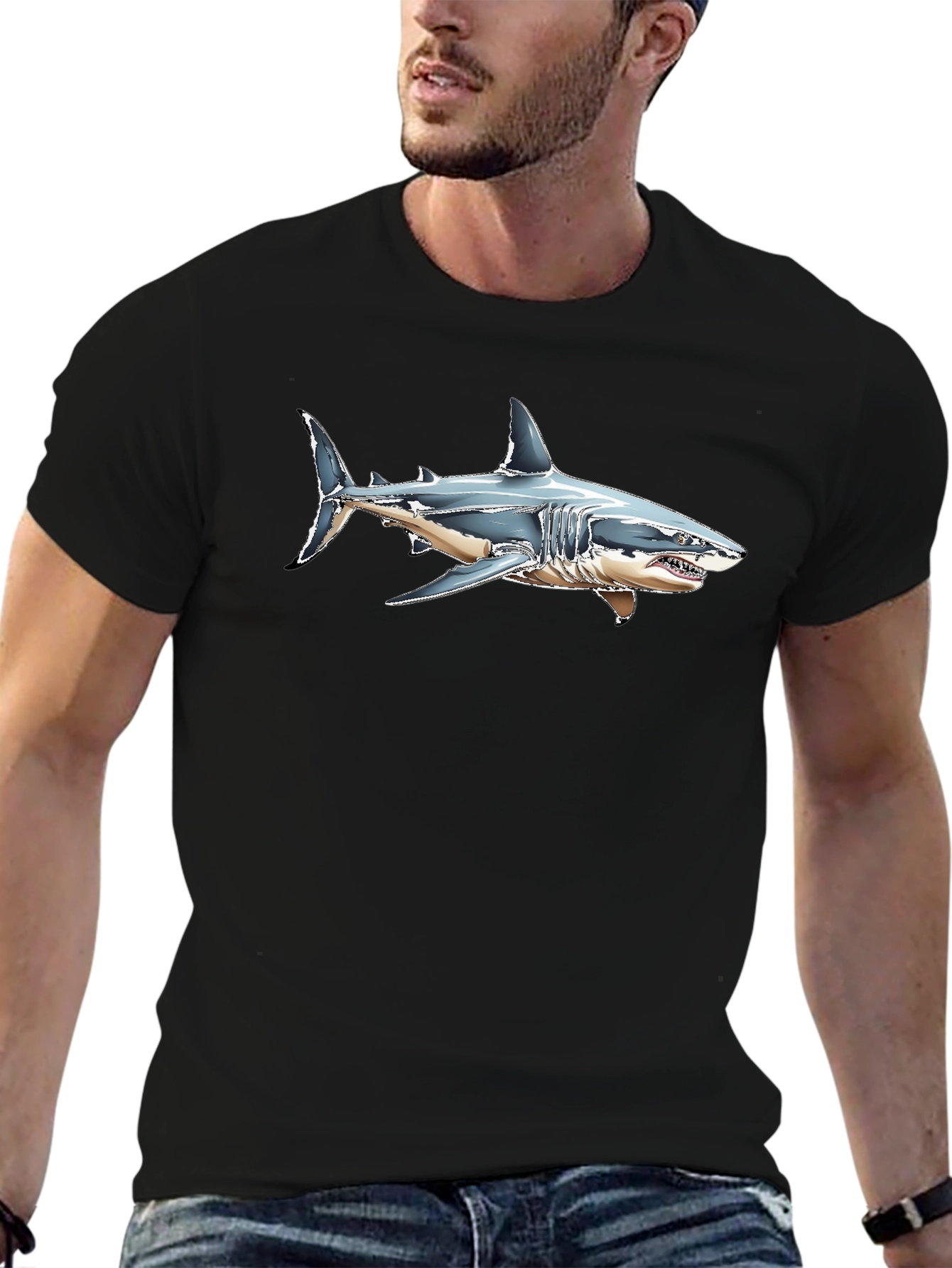 Shark Graphic T-Shirt - Mens Black Tee