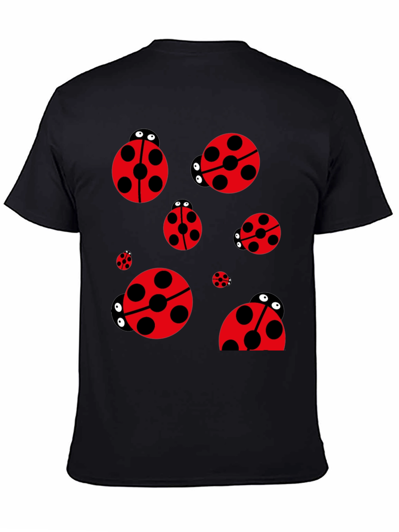 Ladybug Print Black T-Shirt