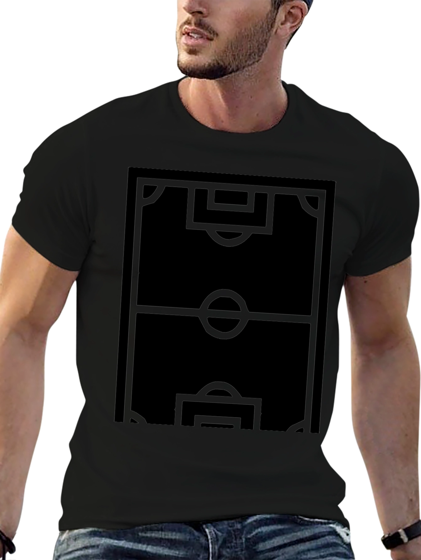 Minimalist Soccer Field T-Shirt - Black