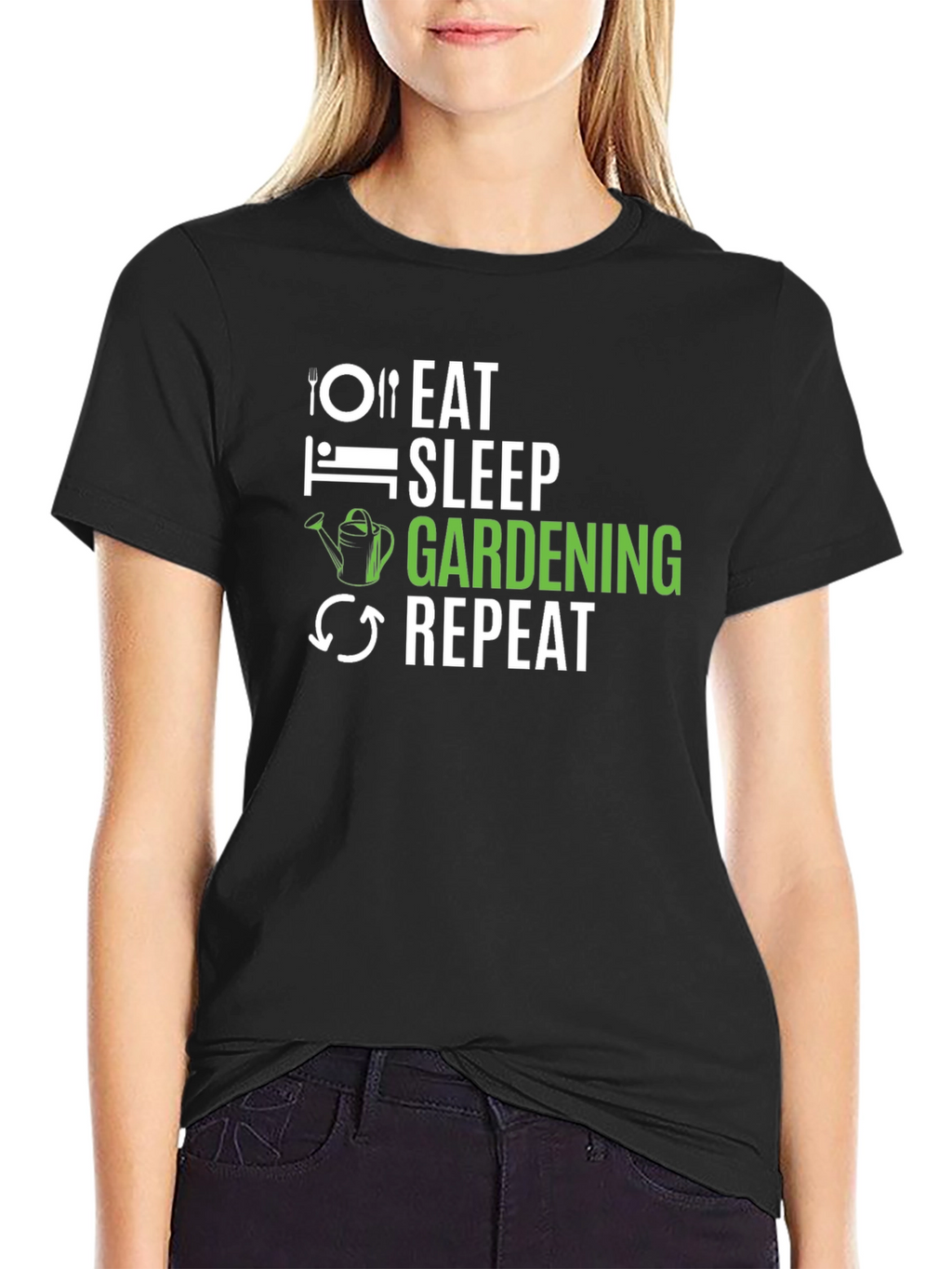 Eat Sleep Gardening Repeat Black T-Shirt