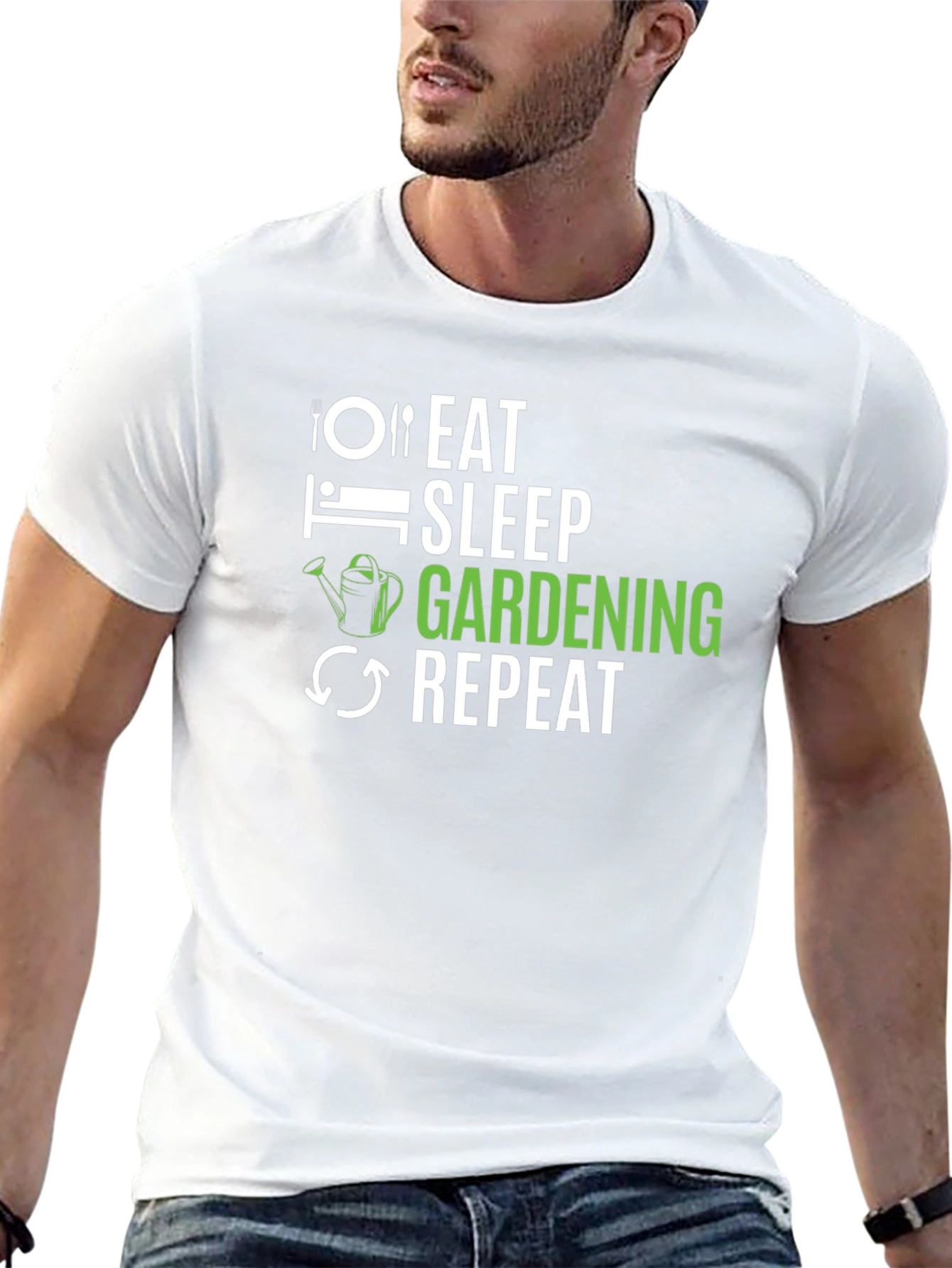 Eat Sleep Gardening Repeat Black T-Shirt