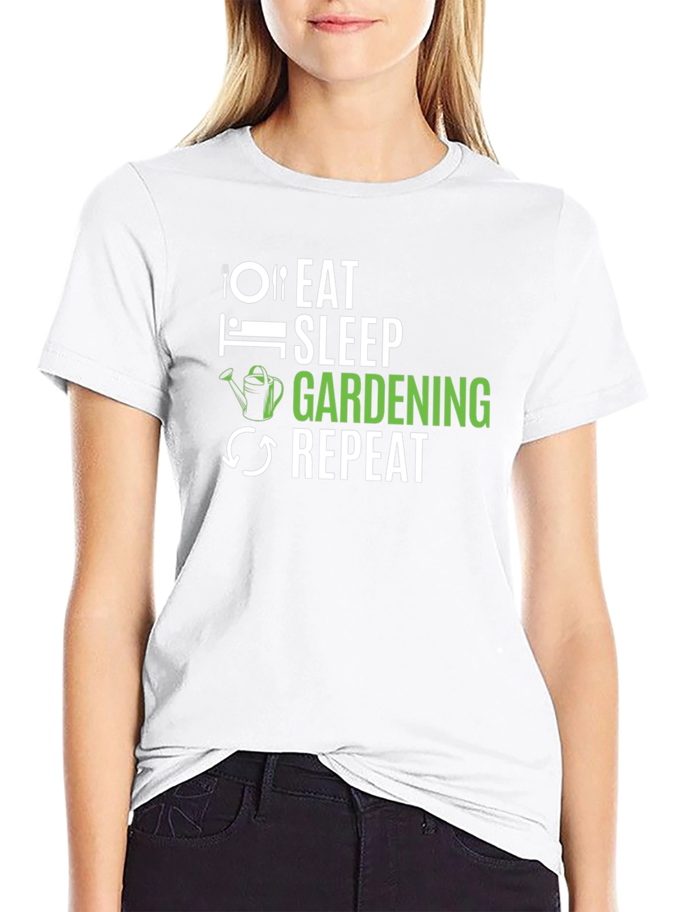 Eat Sleep Gardening Repeat Black T-Shirt