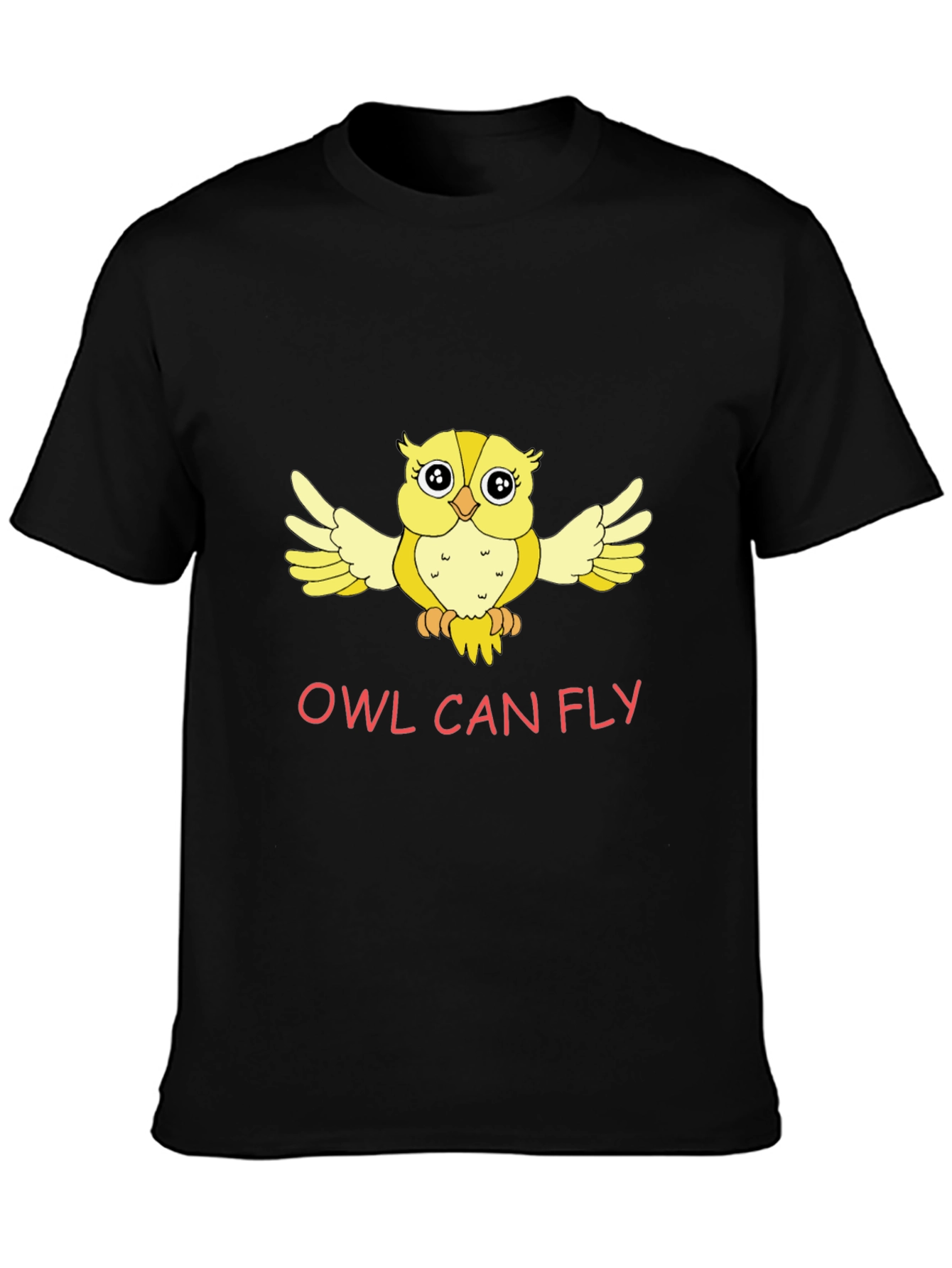 Owl Can Fly Graphic Tee - Black Cotton Comfort