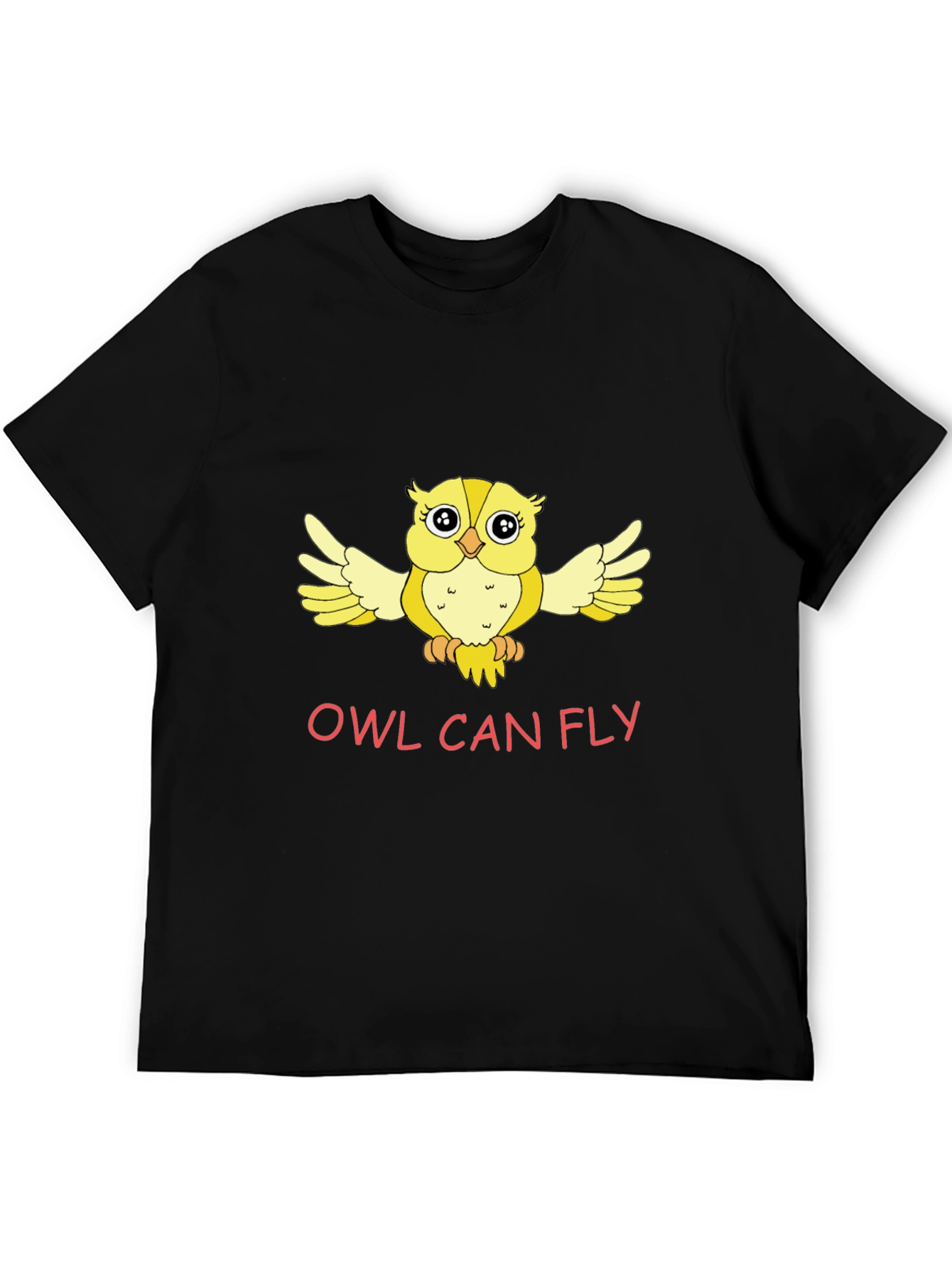 Owl Can Fly Graphic Tee - Black Cotton Comfort