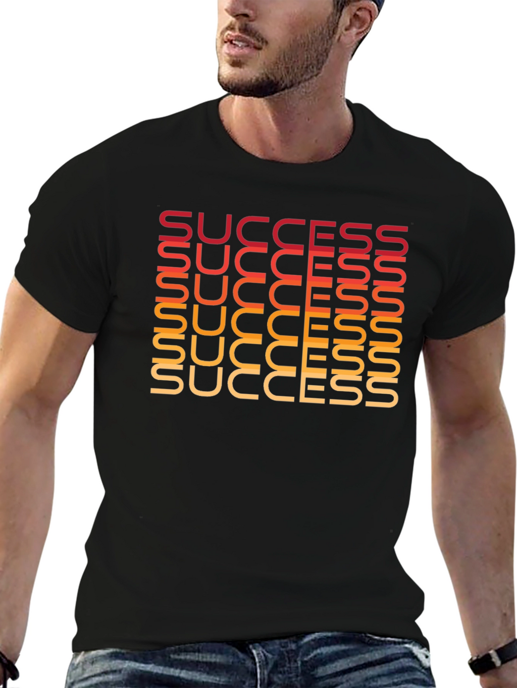 Success Graphic Print Black T-Shirt