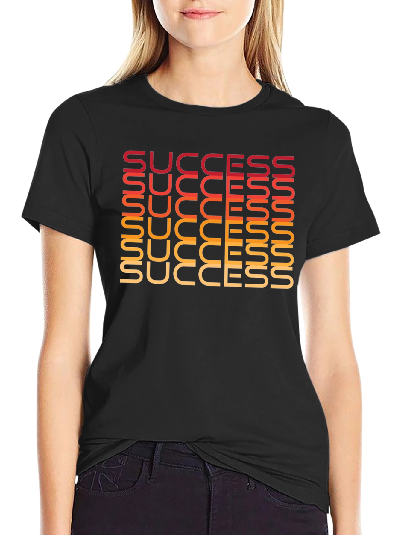 Success Graphic Print Black T-Shirt