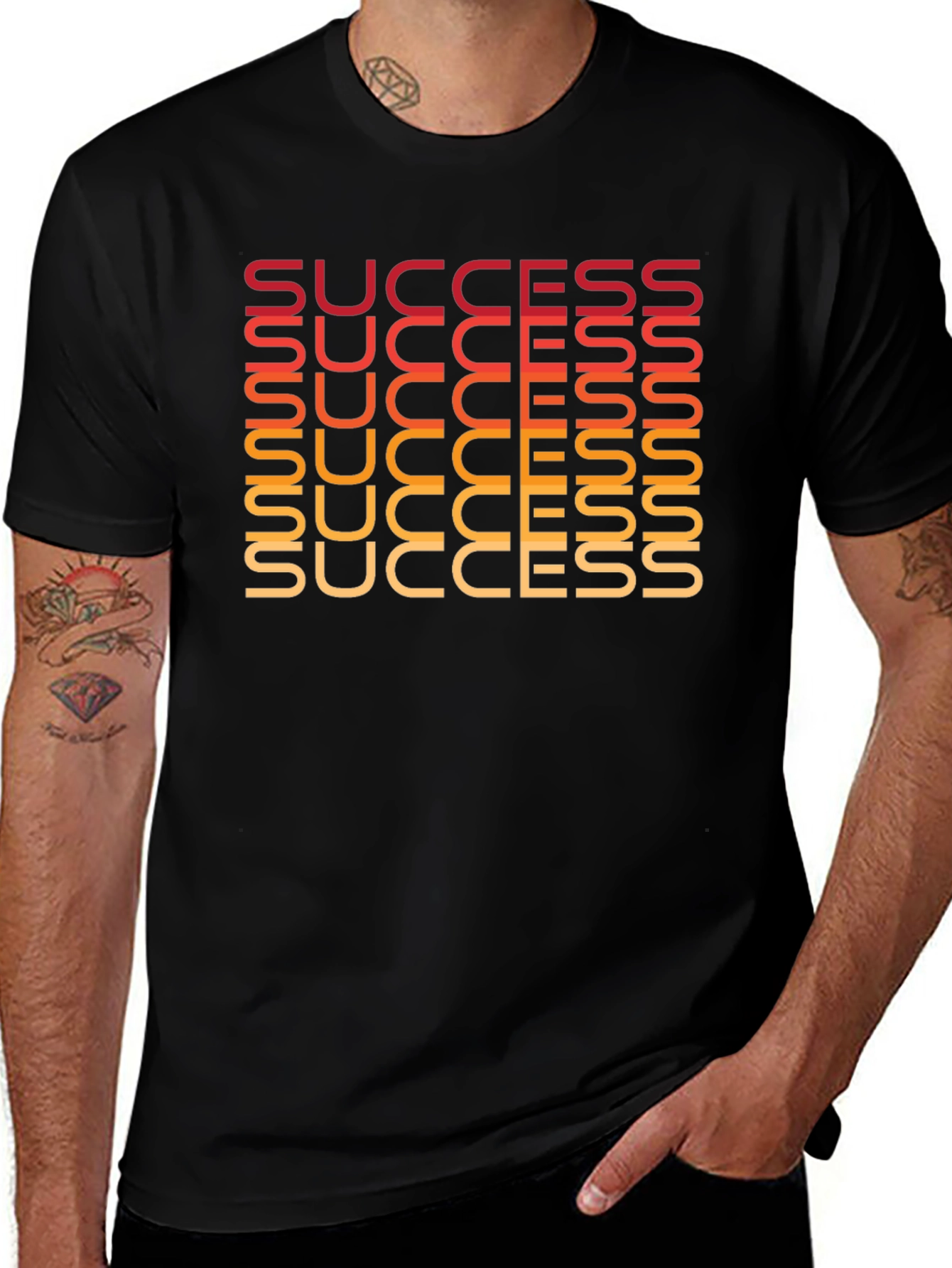 Success Graphic Print Black T-Shirt
