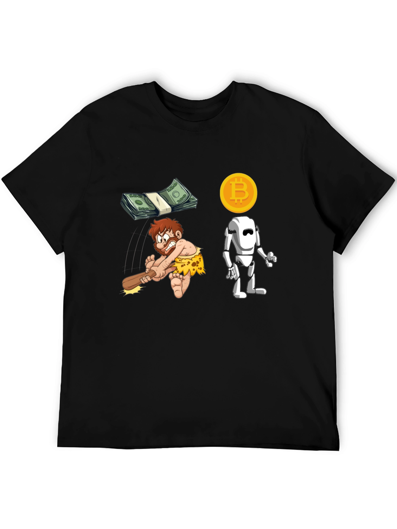 Bitcoin Evolution T-Shirt - Modern Tech Meets Stone Age!