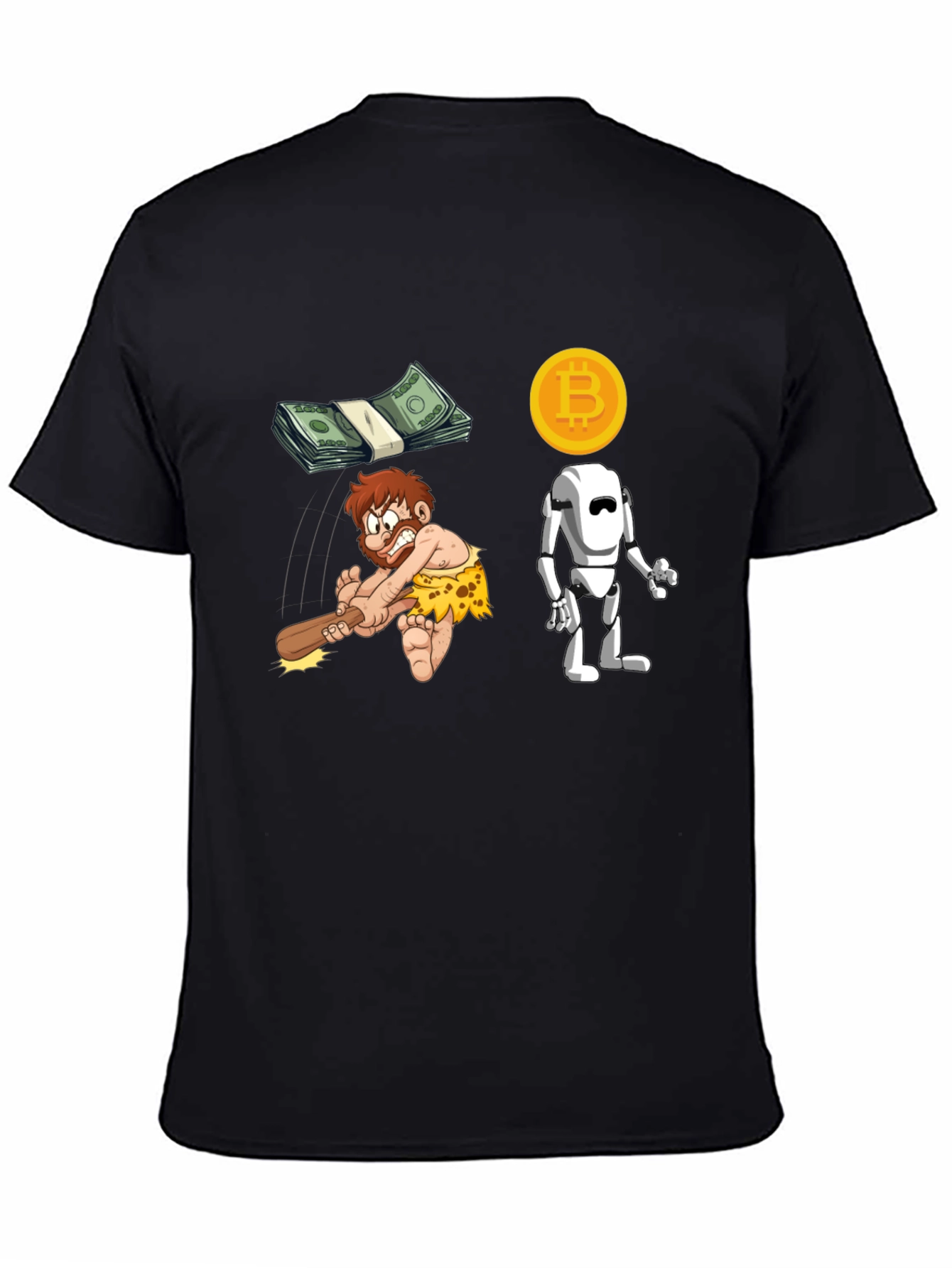 Bitcoin Evolution T-Shirt - Modern Tech Meets Stone Age!
