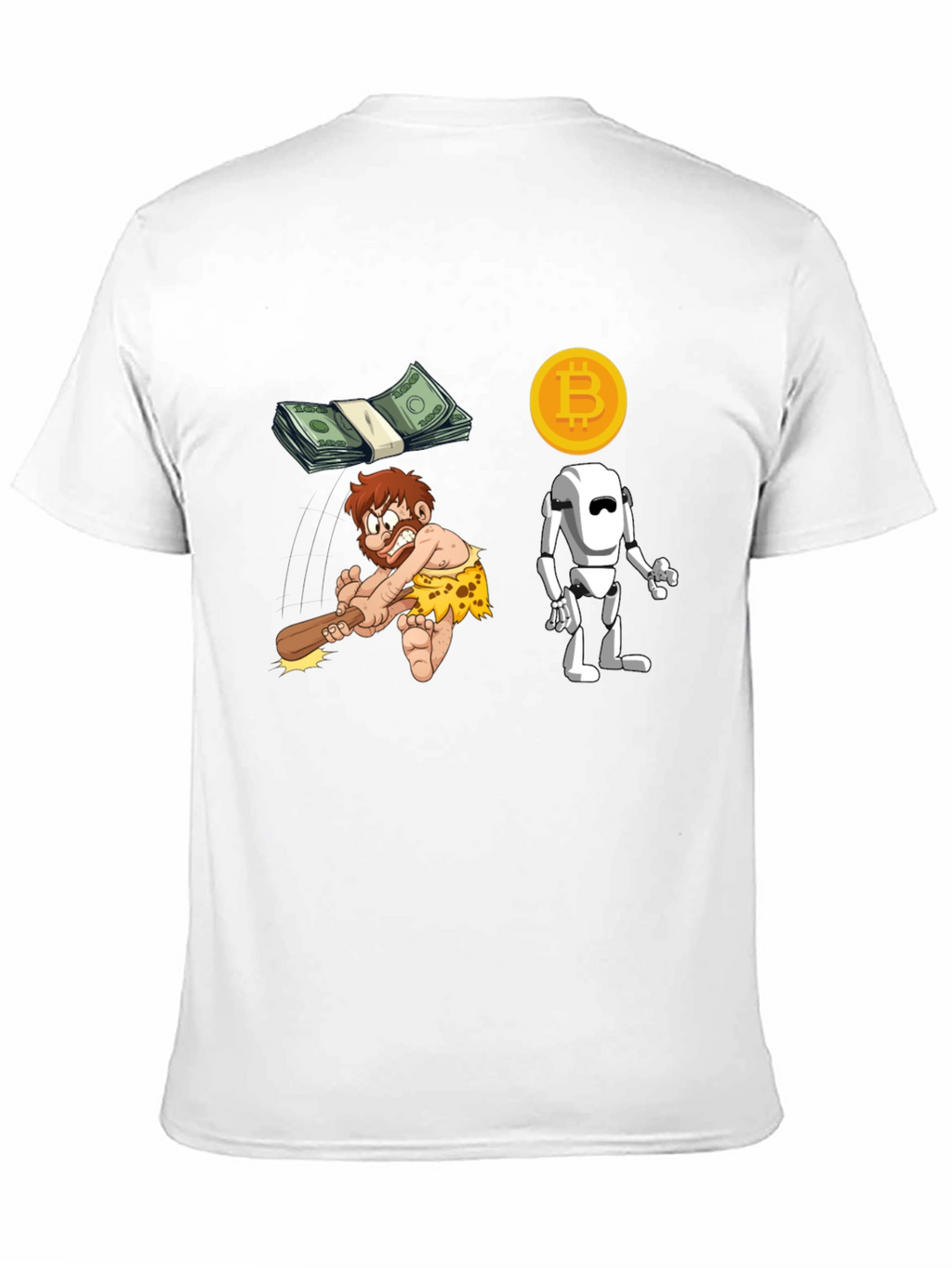 Bitcoin Evolution T-Shirt - Modern Tech Meets Stone Age!