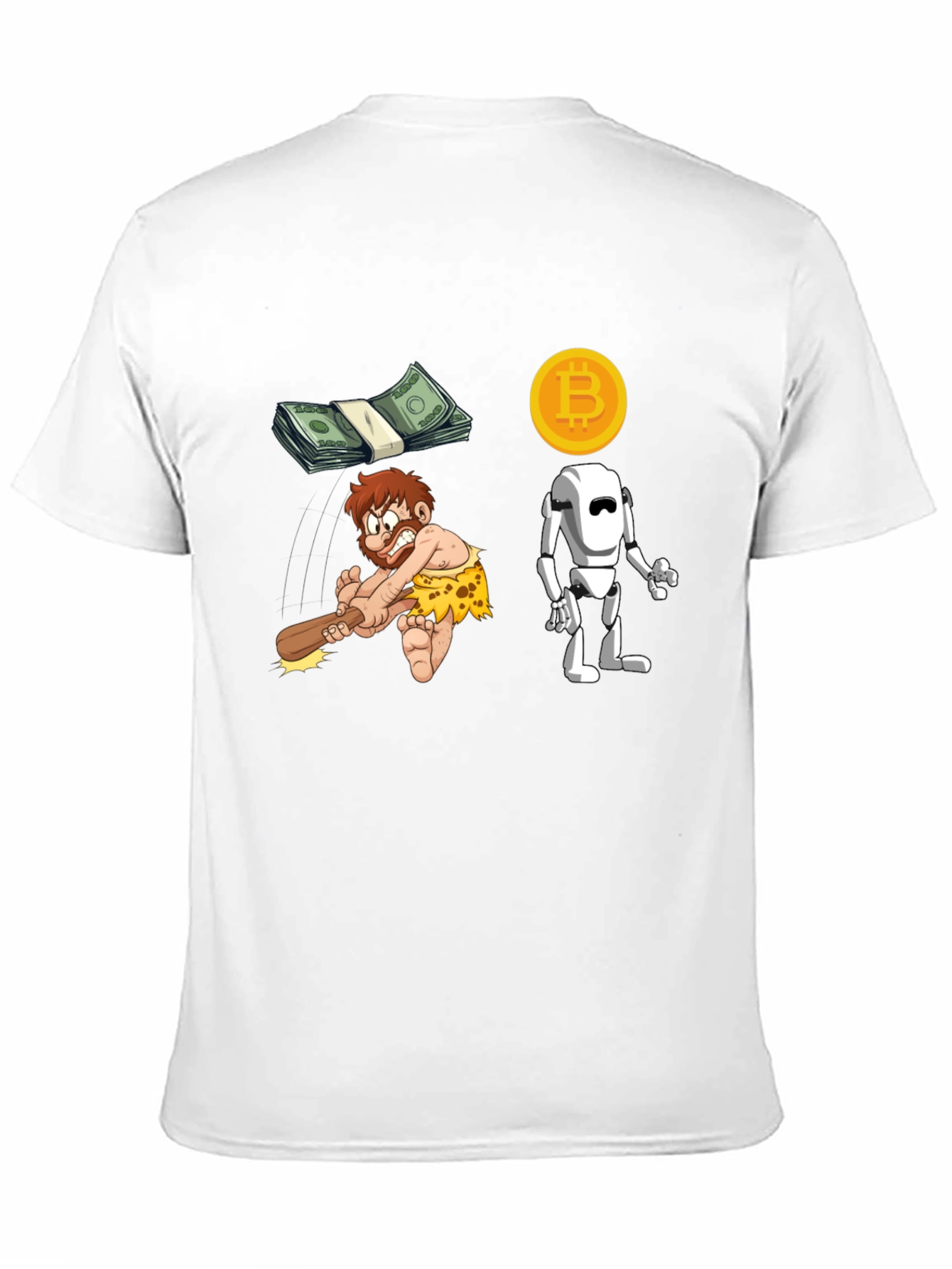 Bitcoin Evolution T-Shirt - Modern Tech Meets Stone Age!