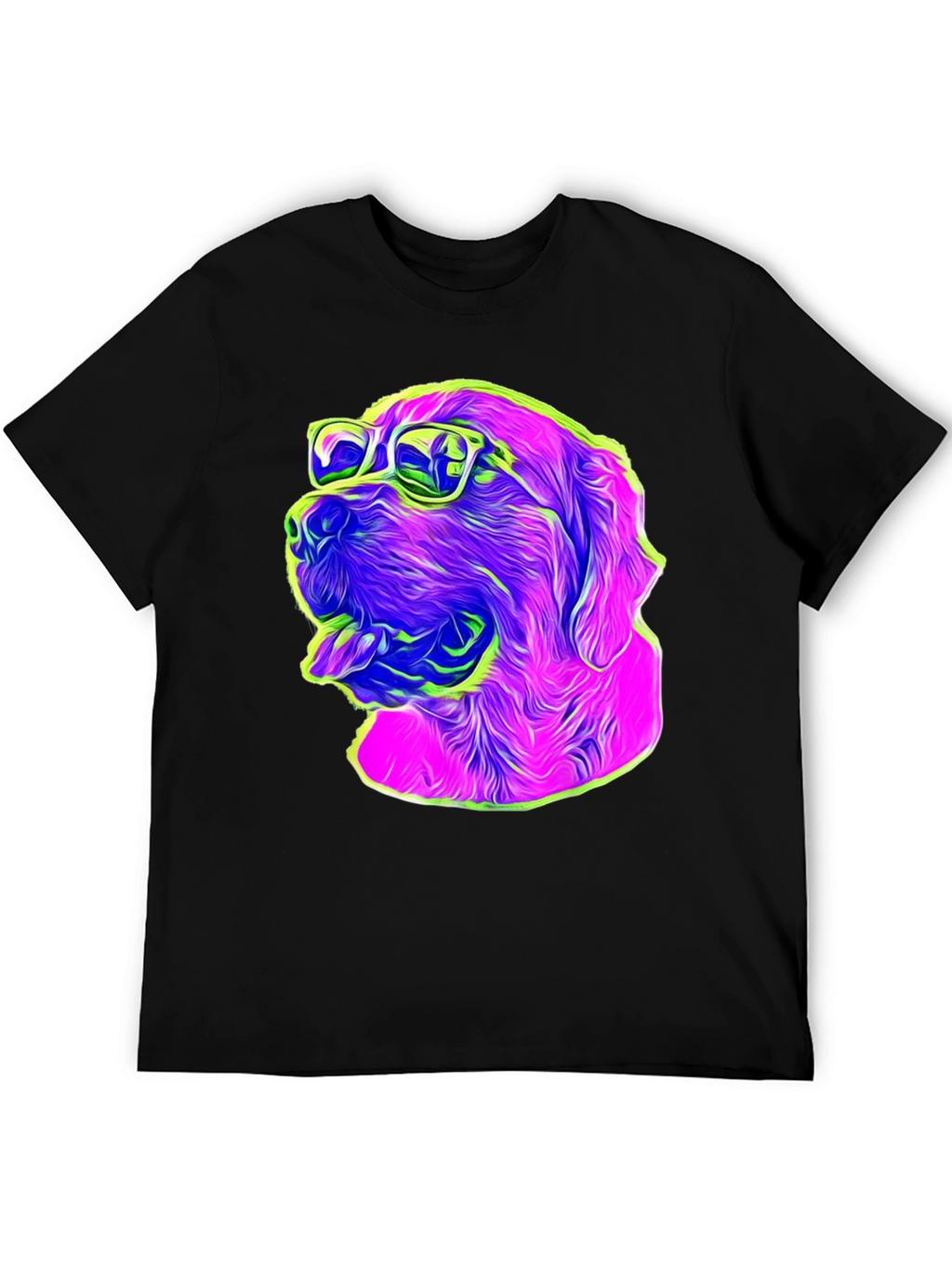 Cool Dog Graphic Tee - Neon Pop Art Style
