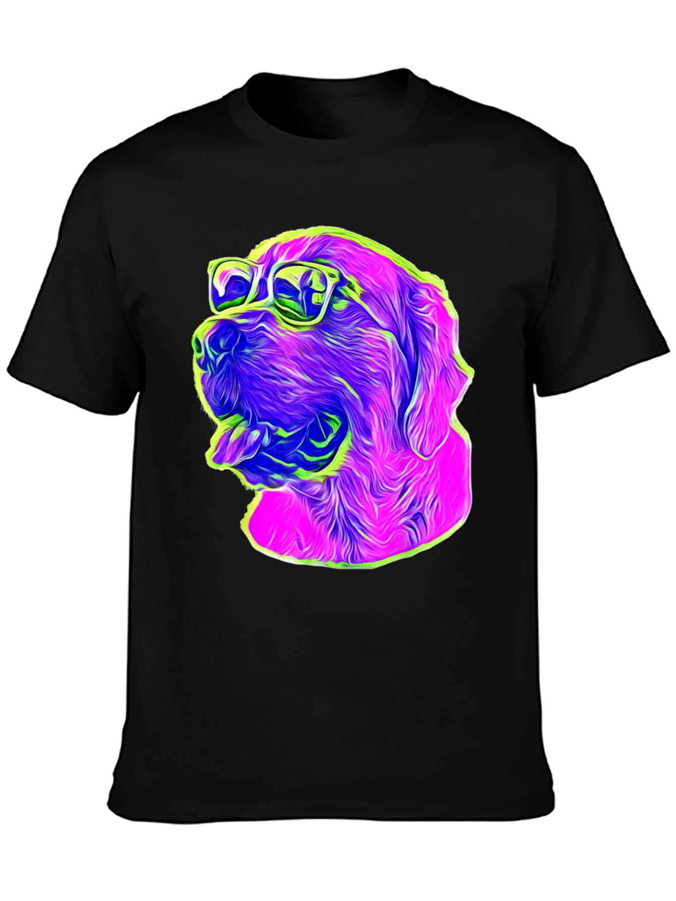 Cool Dog Graphic Tee - Neon Pop Art Style
