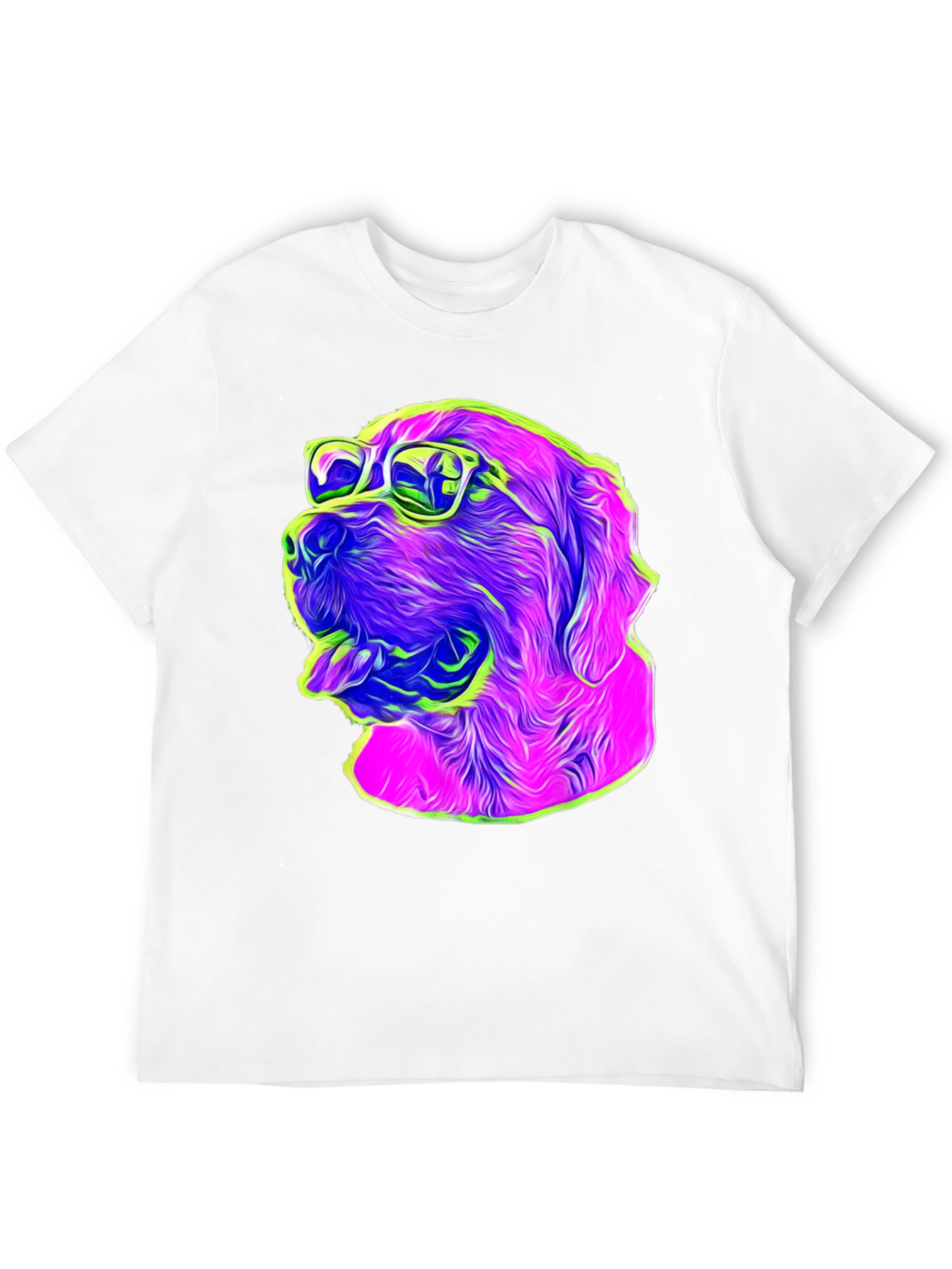Cool Dog Graphic Tee - Neon Pop Art Style