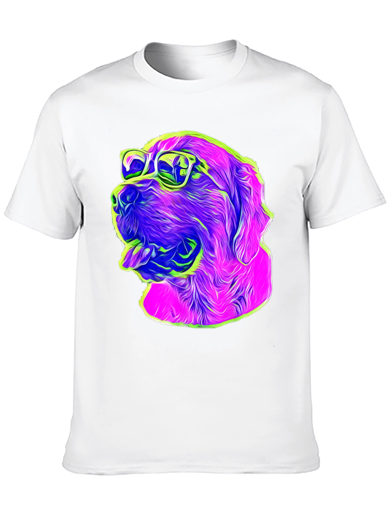 Cool Dog Graphic Tee - Neon Pop Art Style