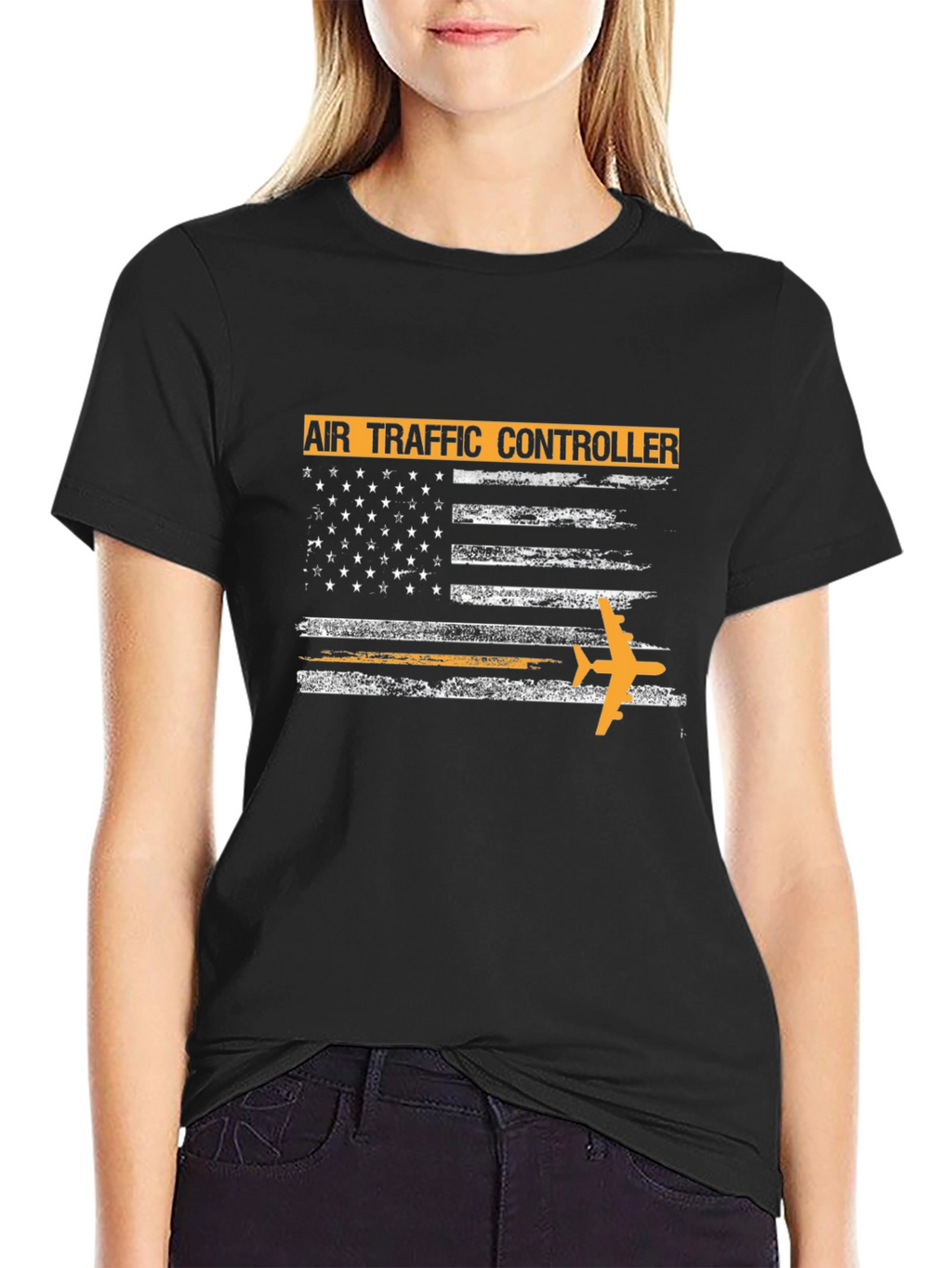 Air Traffic Controller American Flag Graphic T-Shirt