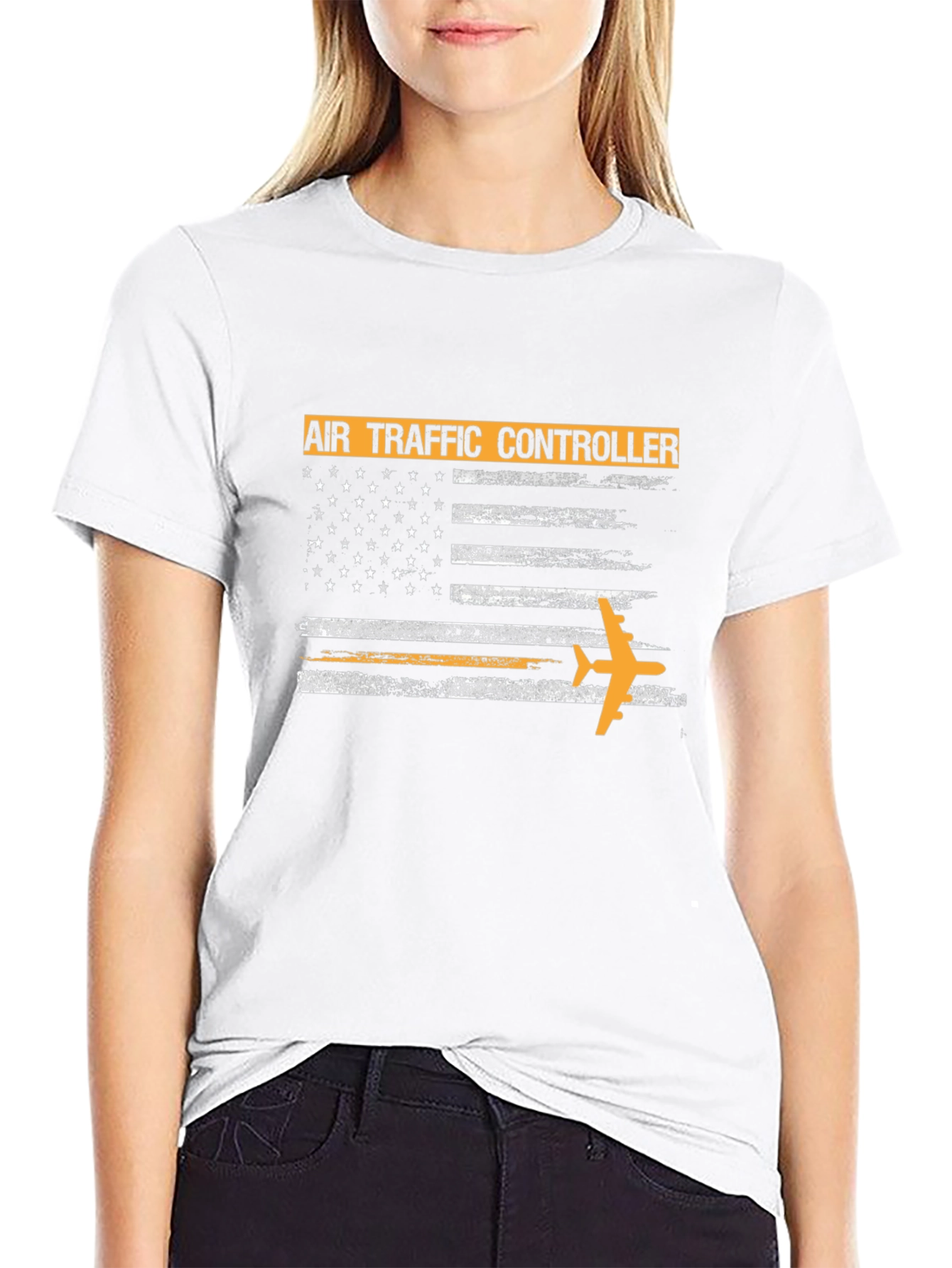 Air Traffic Controller American Flag Graphic T-Shirt