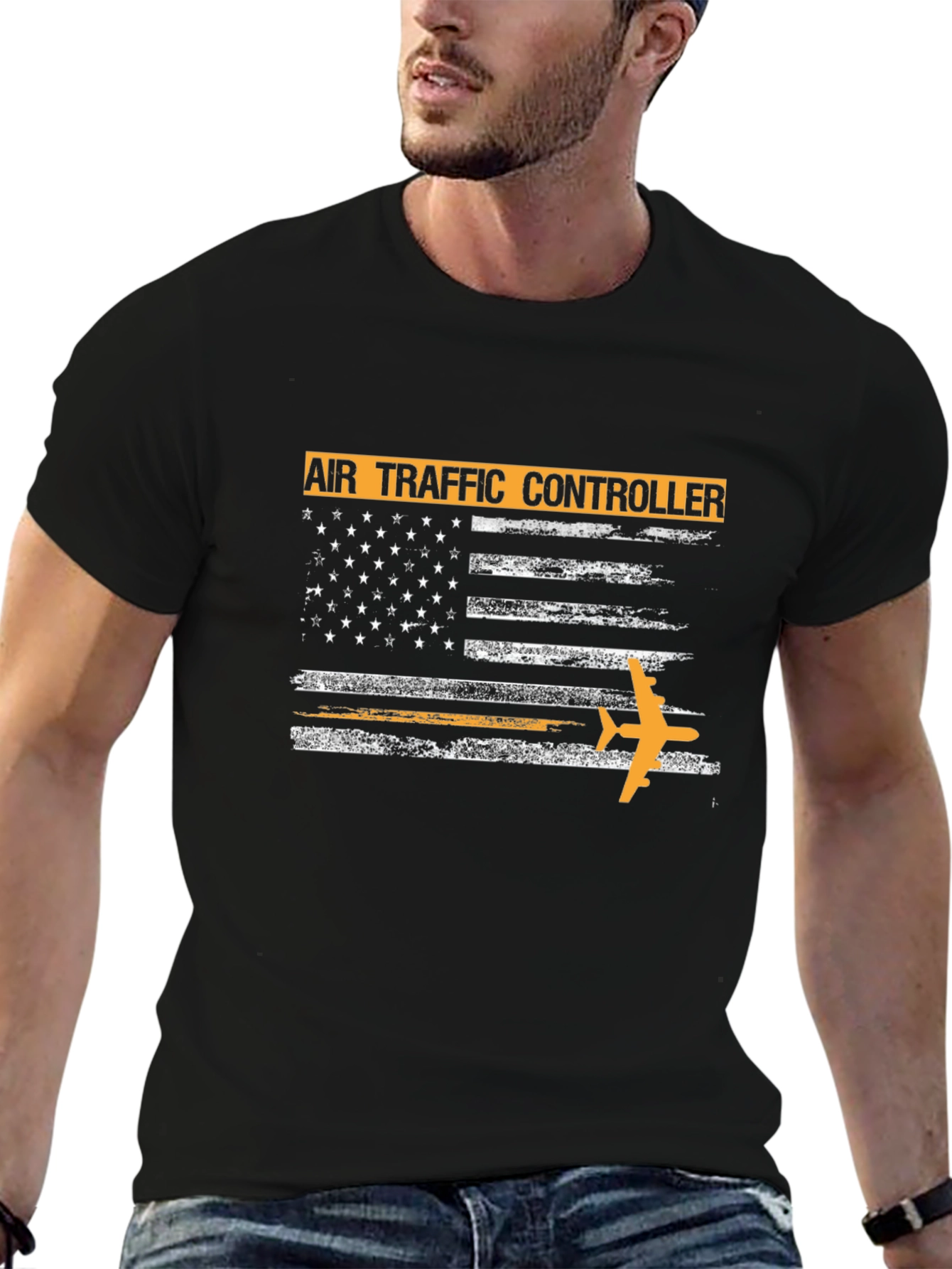 Air Traffic Controller American Flag Graphic T-Shirt