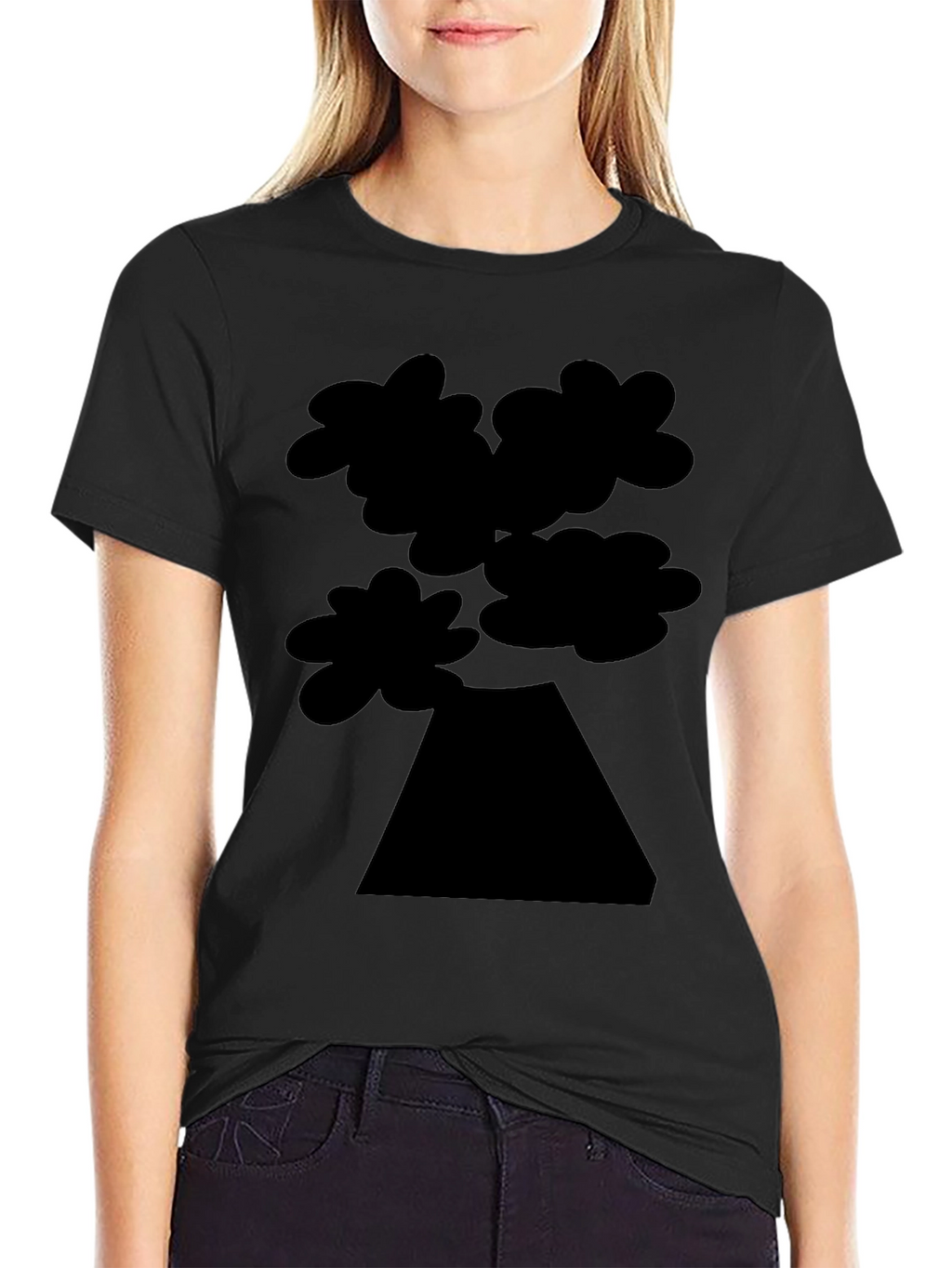 Abstract Tree Graphic Tee - Black Cotton Casual Shirt