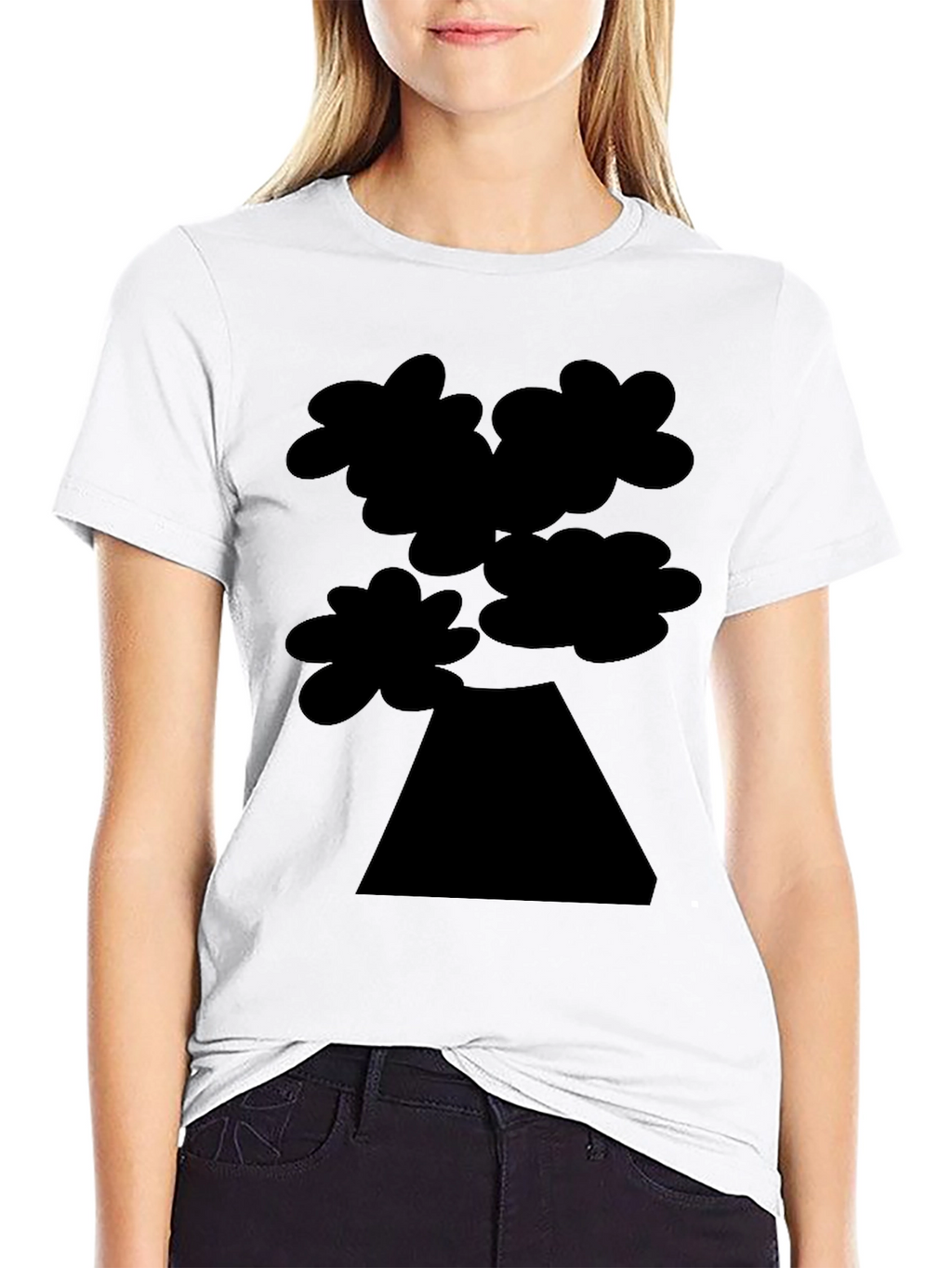Abstract Tree Graphic Tee - Black Cotton Casual Shirt