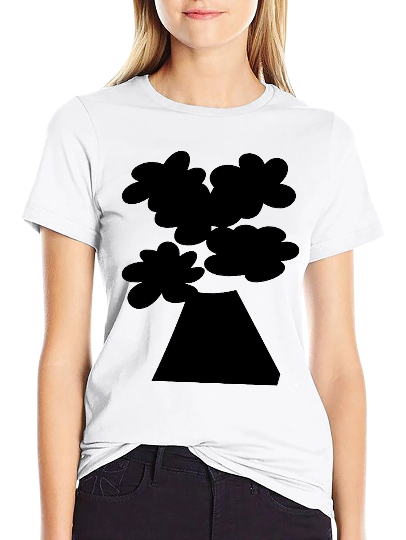 Abstract Tree Graphic Tee - Black Cotton Casual Shirt