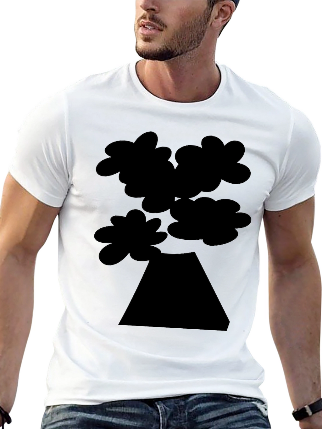 Abstract Tree Graphic Tee - Black Cotton Casual Shirt
