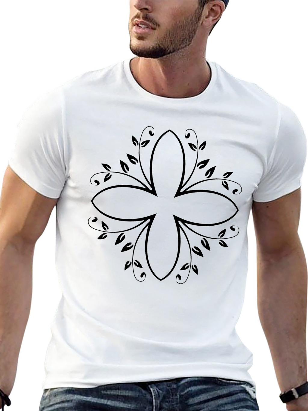 Floral Black Graphic Tee - Modern Style