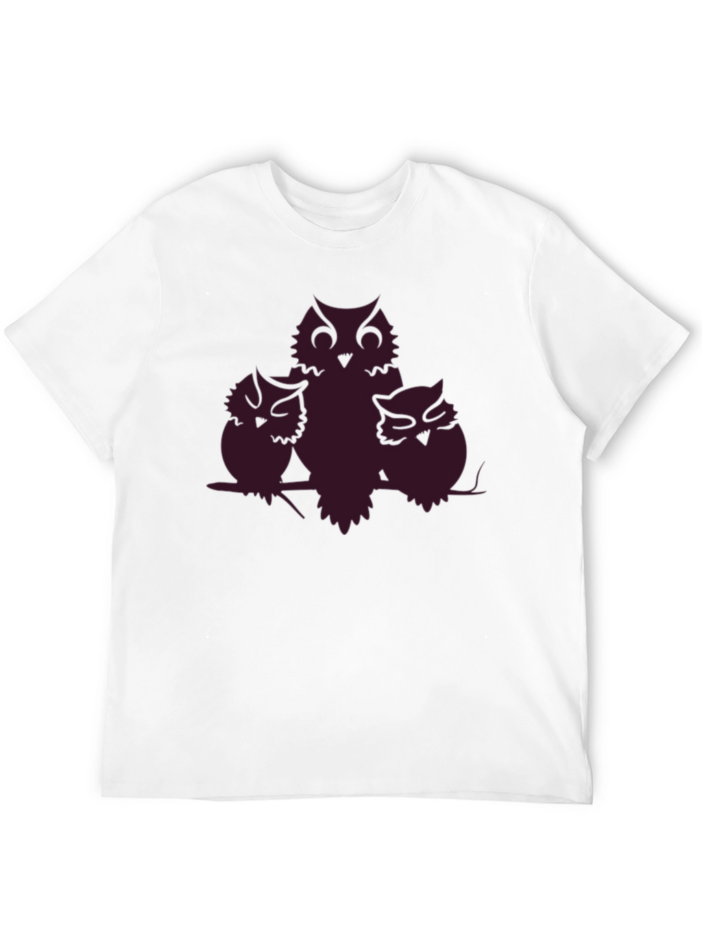 Owl Family T-Shirt - Black Crew Neck Tee