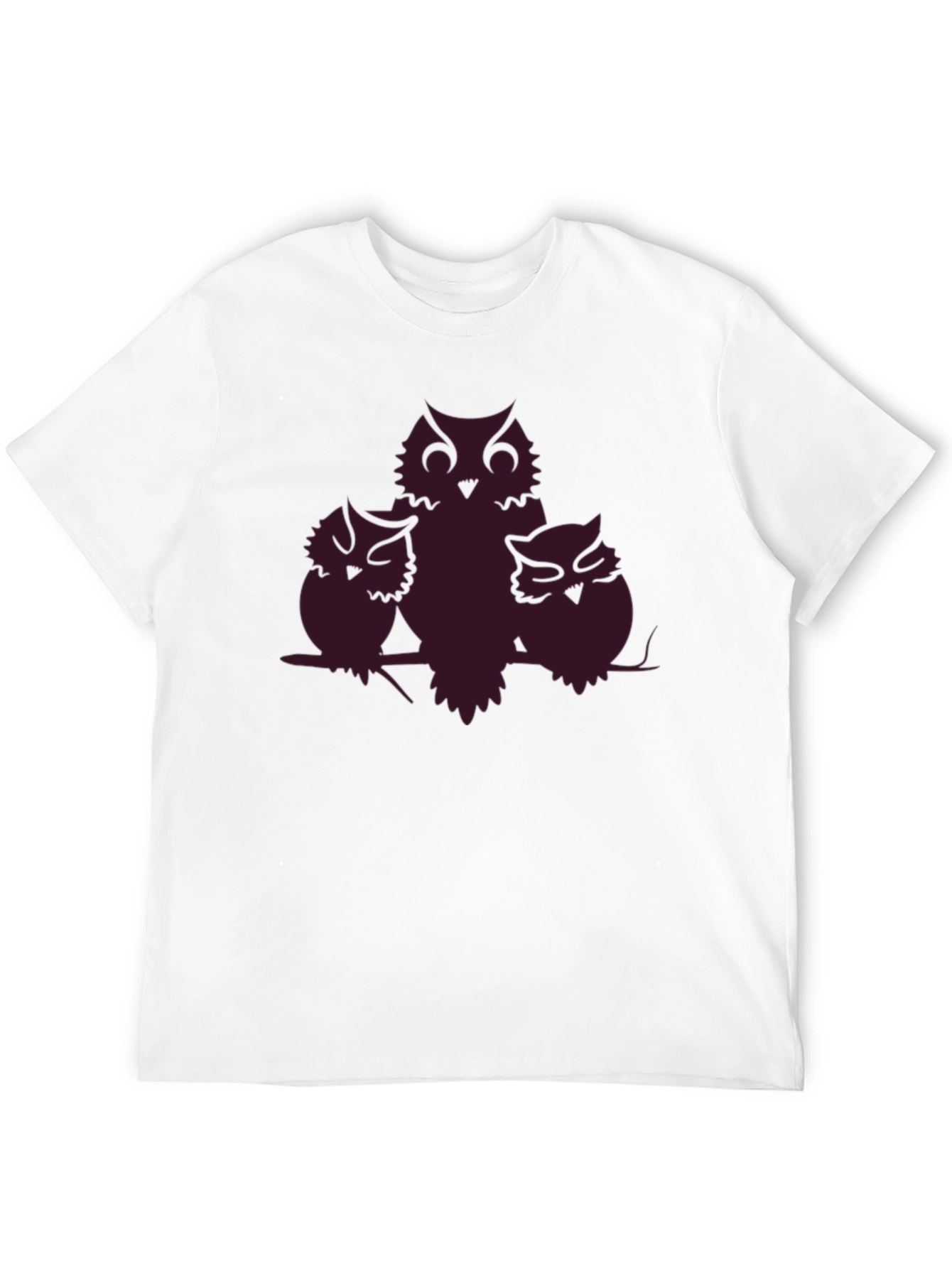 Owl Family T-Shirt - Black Crew Neck Tee