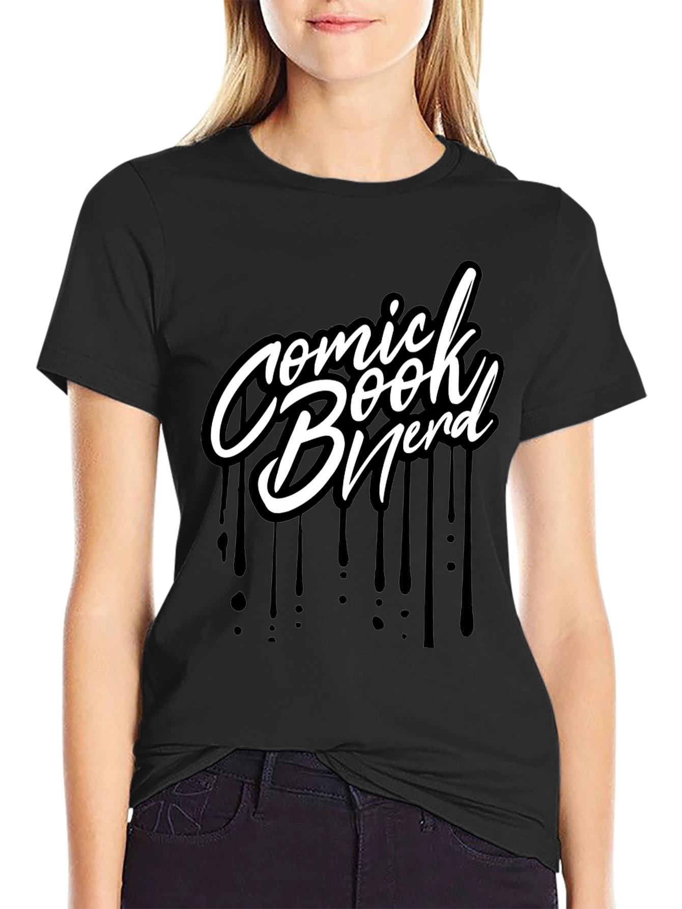 Comic Book Nerd Graphic T-Shirt - Black