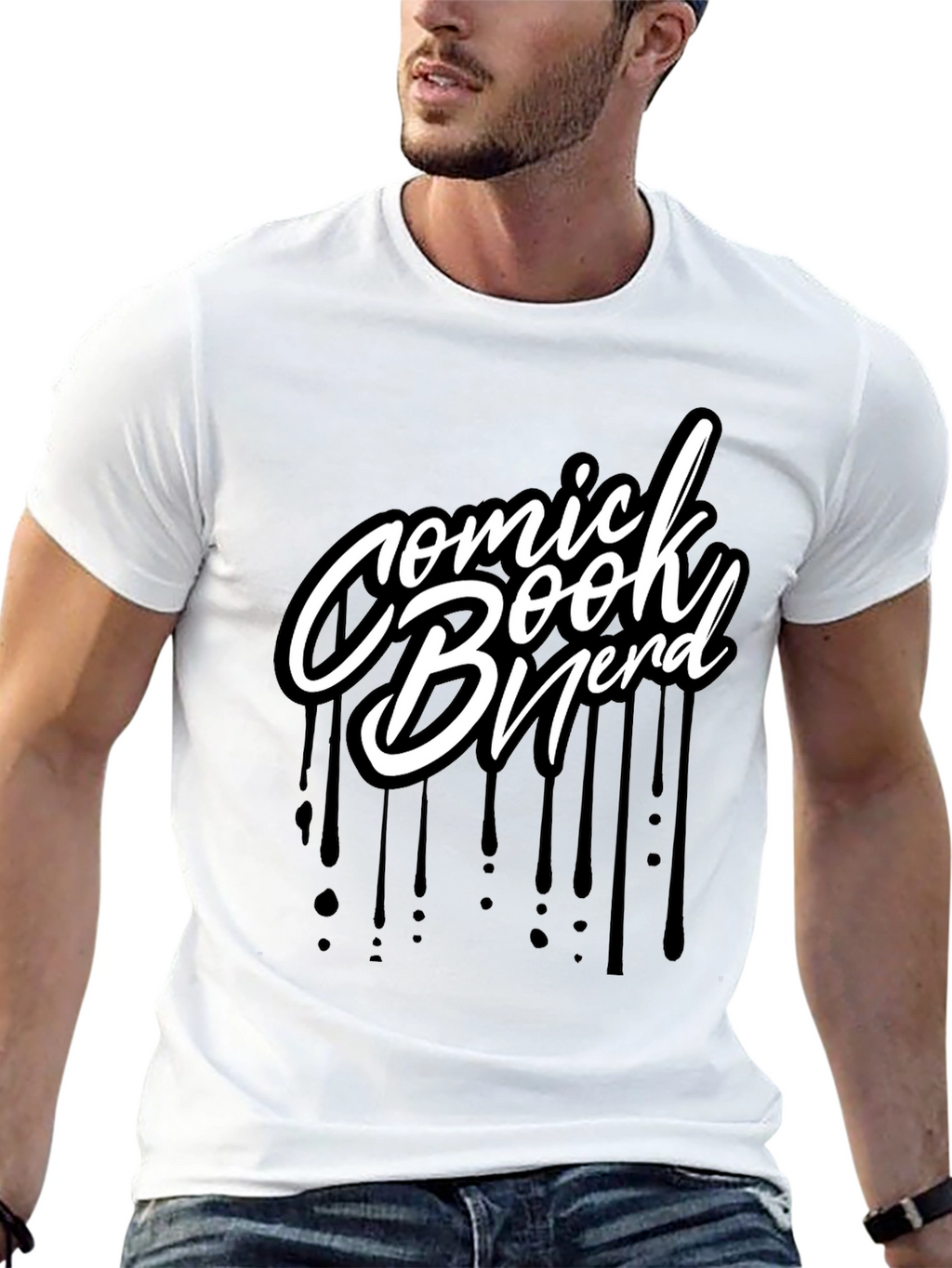 Comic Book Nerd Graphic T-Shirt - Black