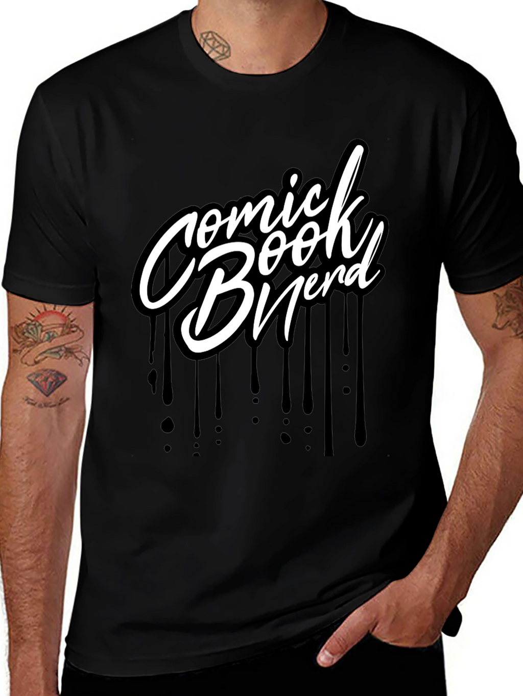 Comic Book Nerd Graphic T-Shirt - Black