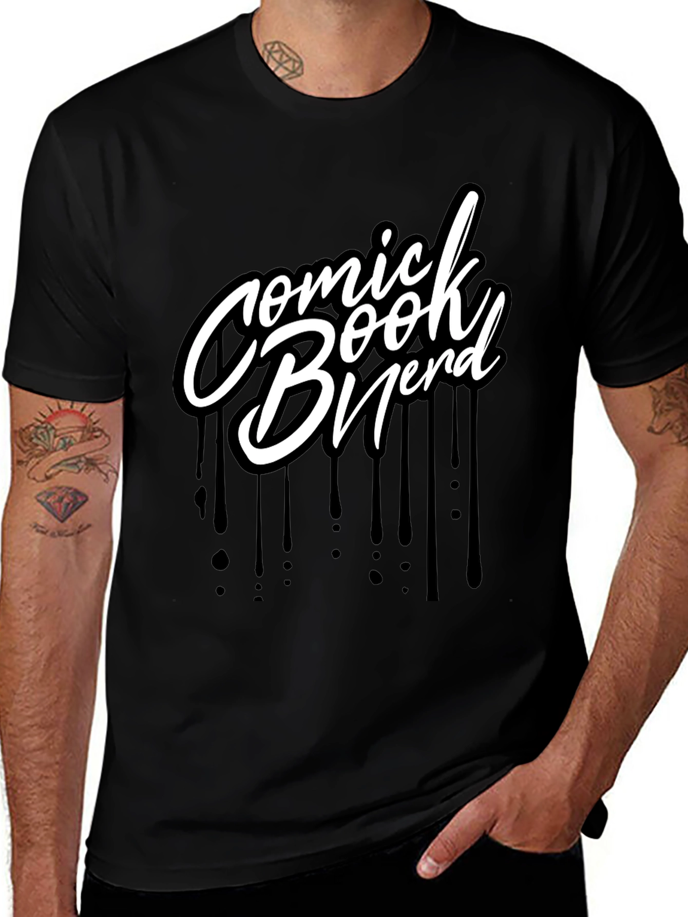 Comic Book Nerd Graphic T-Shirt - Black