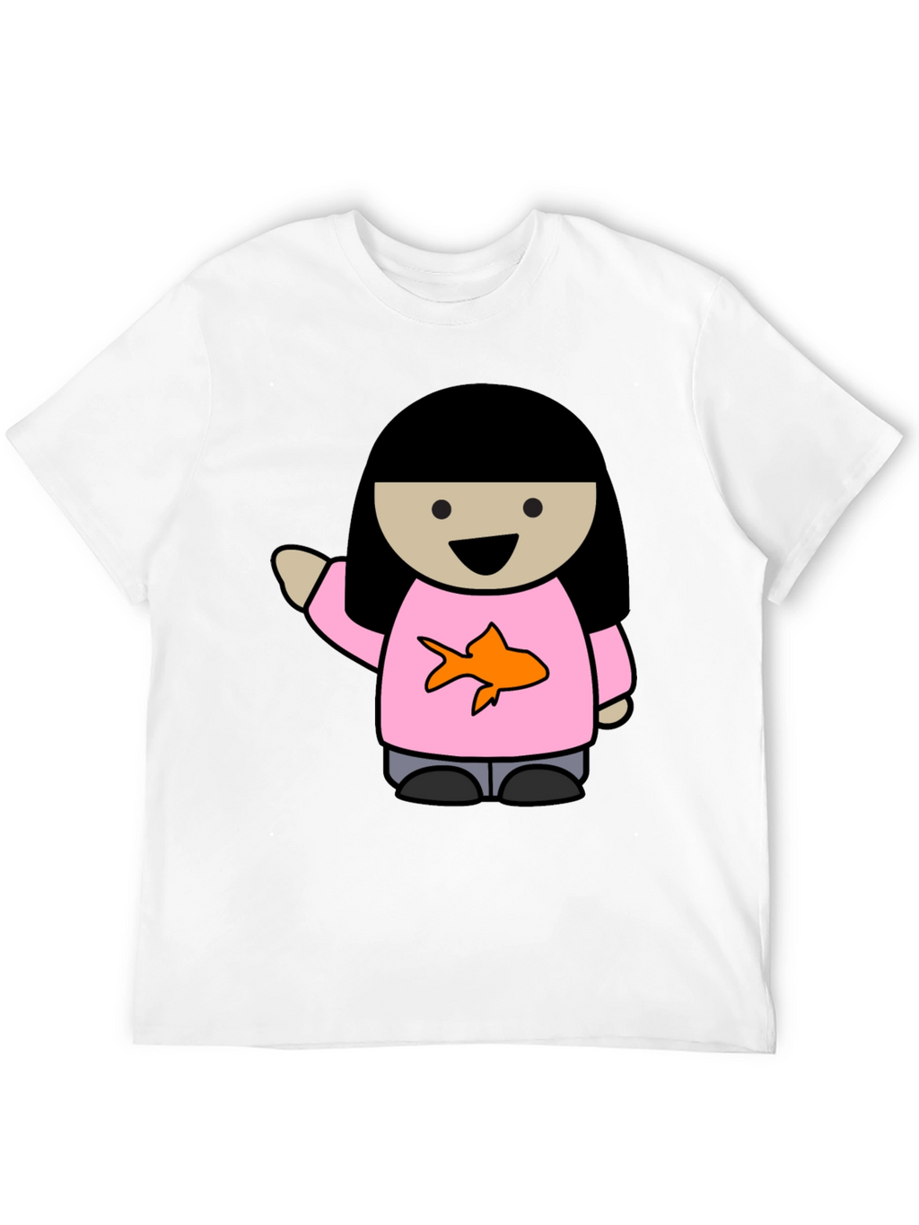 Cartoon Girl with Goldfish Tee