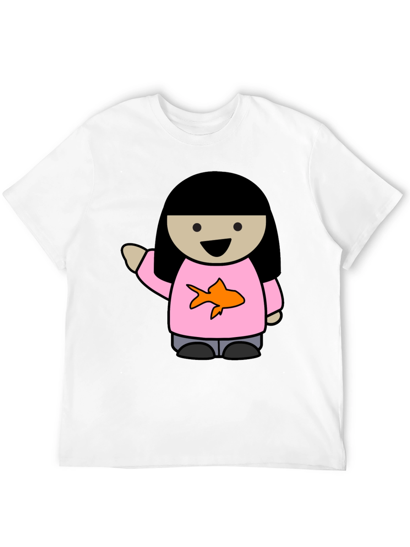 Cartoon Girl with Goldfish Tee
