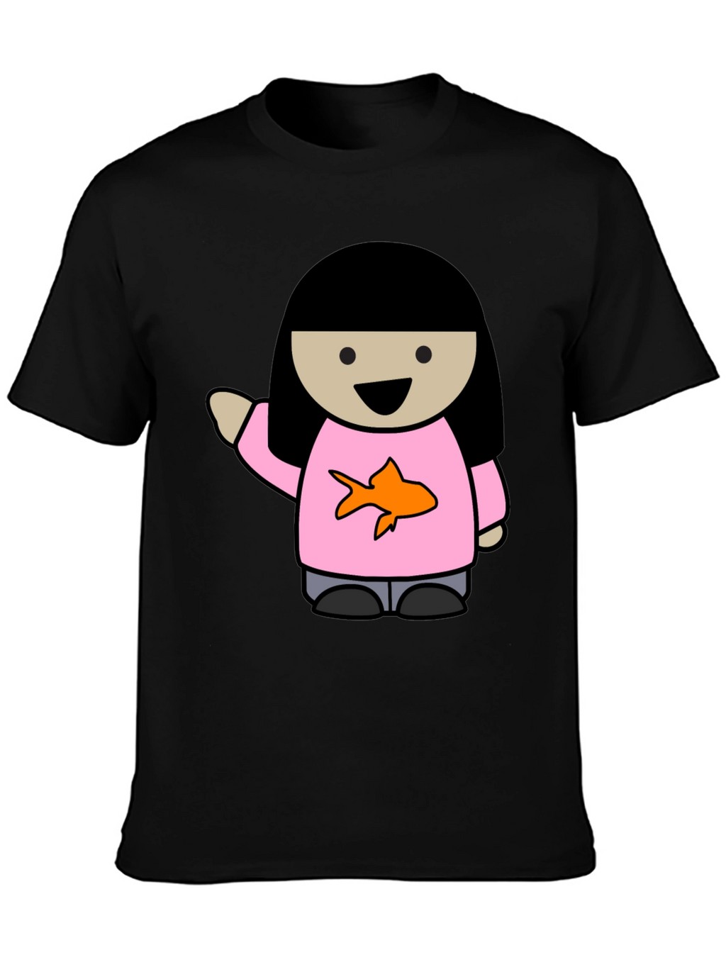 Cartoon Girl with Goldfish Tee