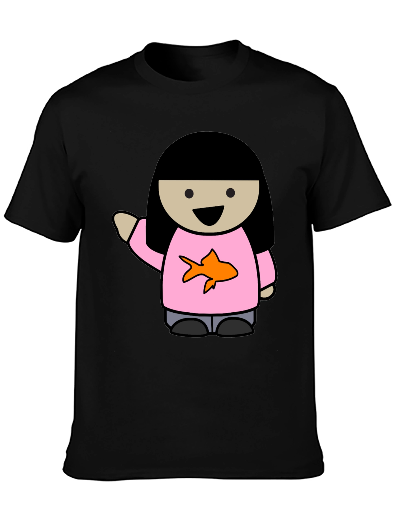Cartoon Girl with Goldfish Tee