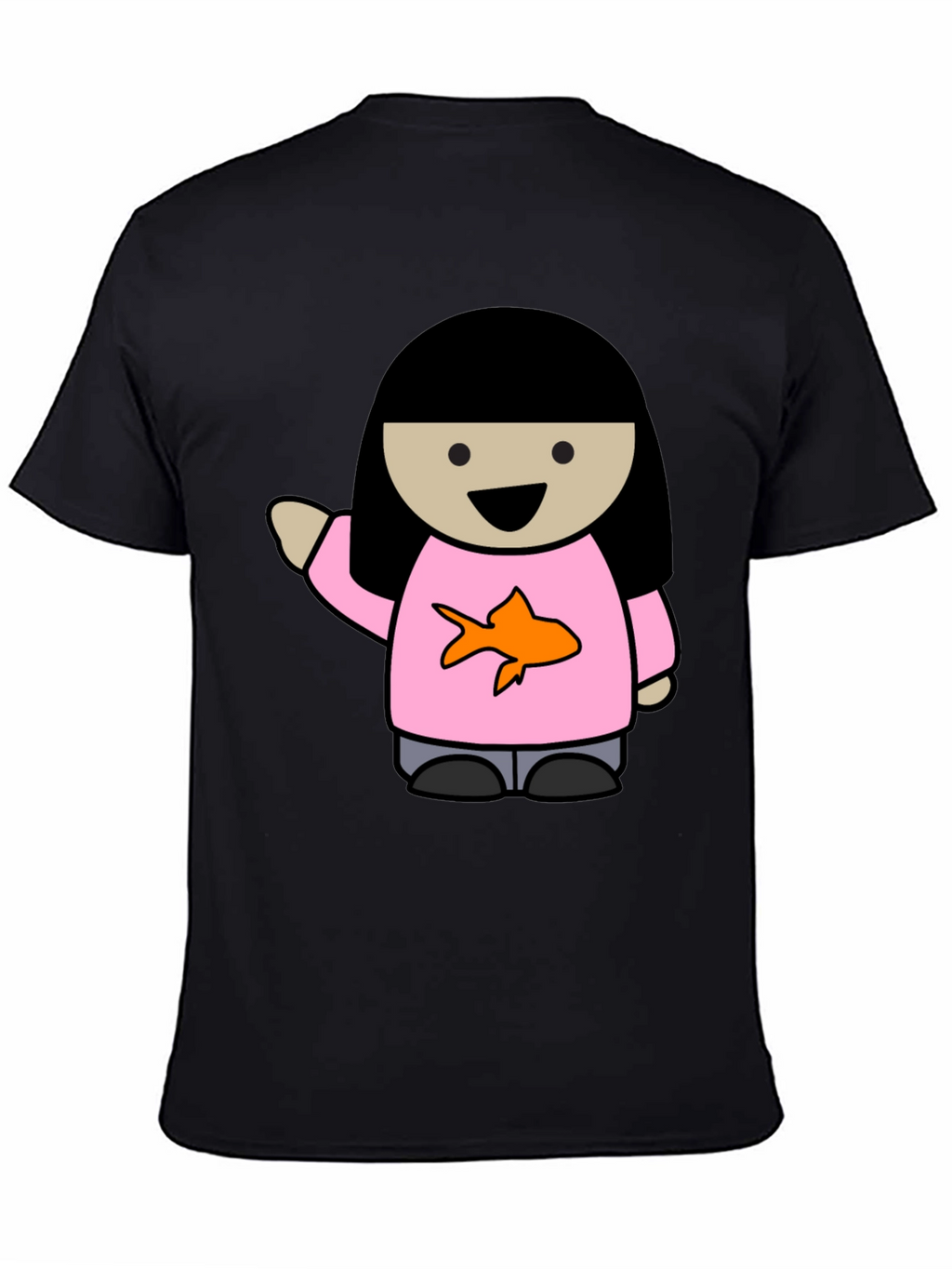 Cartoon Girl with Goldfish Tee