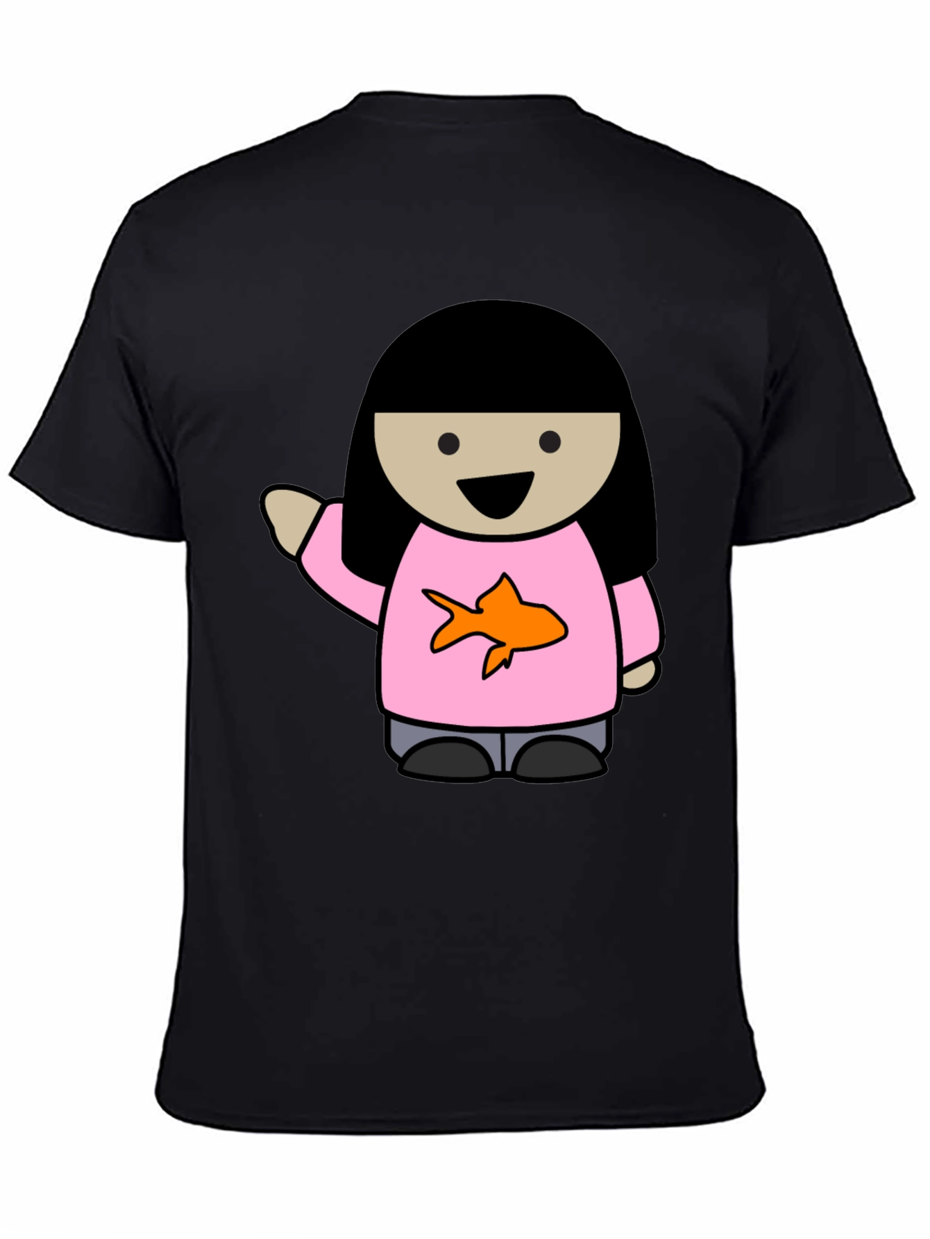 Cartoon Girl with Goldfish Tee