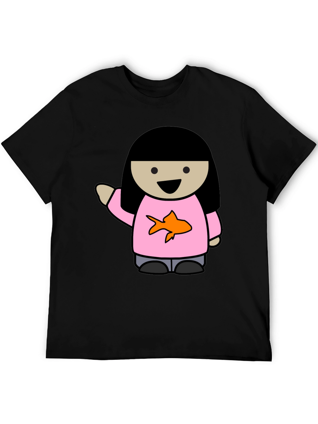 Cartoon Girl with Goldfish Tee