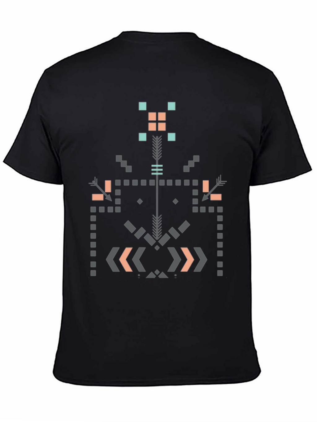 Geometric Aztec Print Black T-Shirt