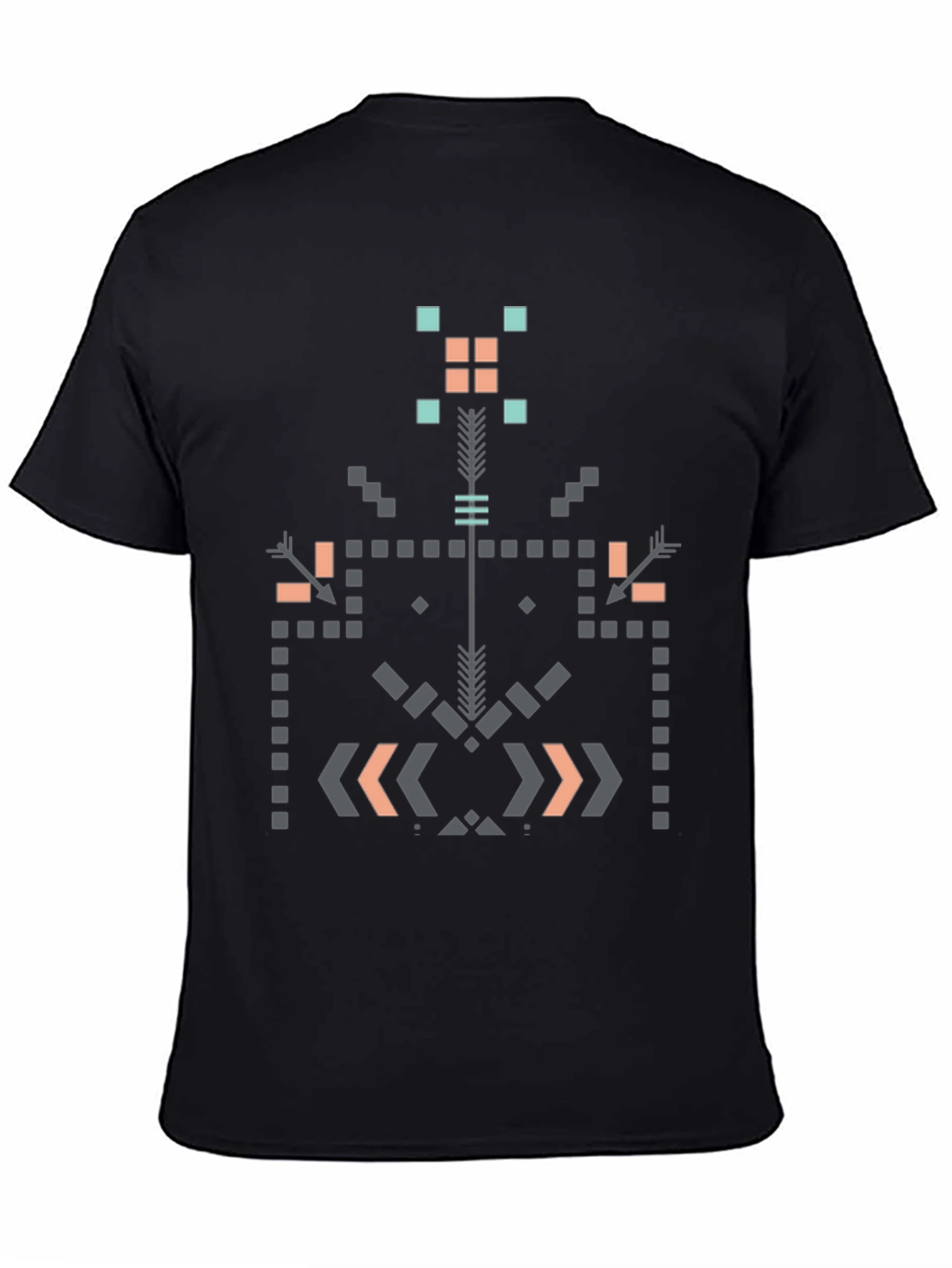 Geometric Aztec Print Black T-Shirt