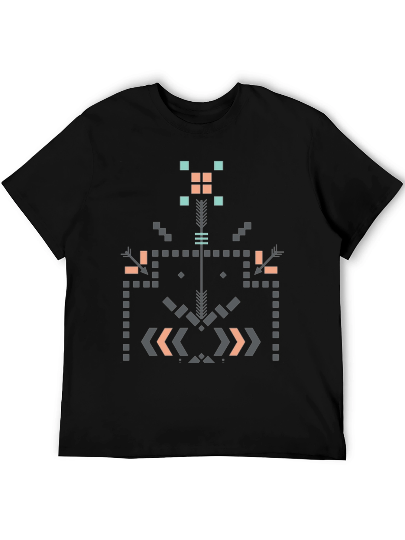 Geometric Aztec Print Black T-Shirt