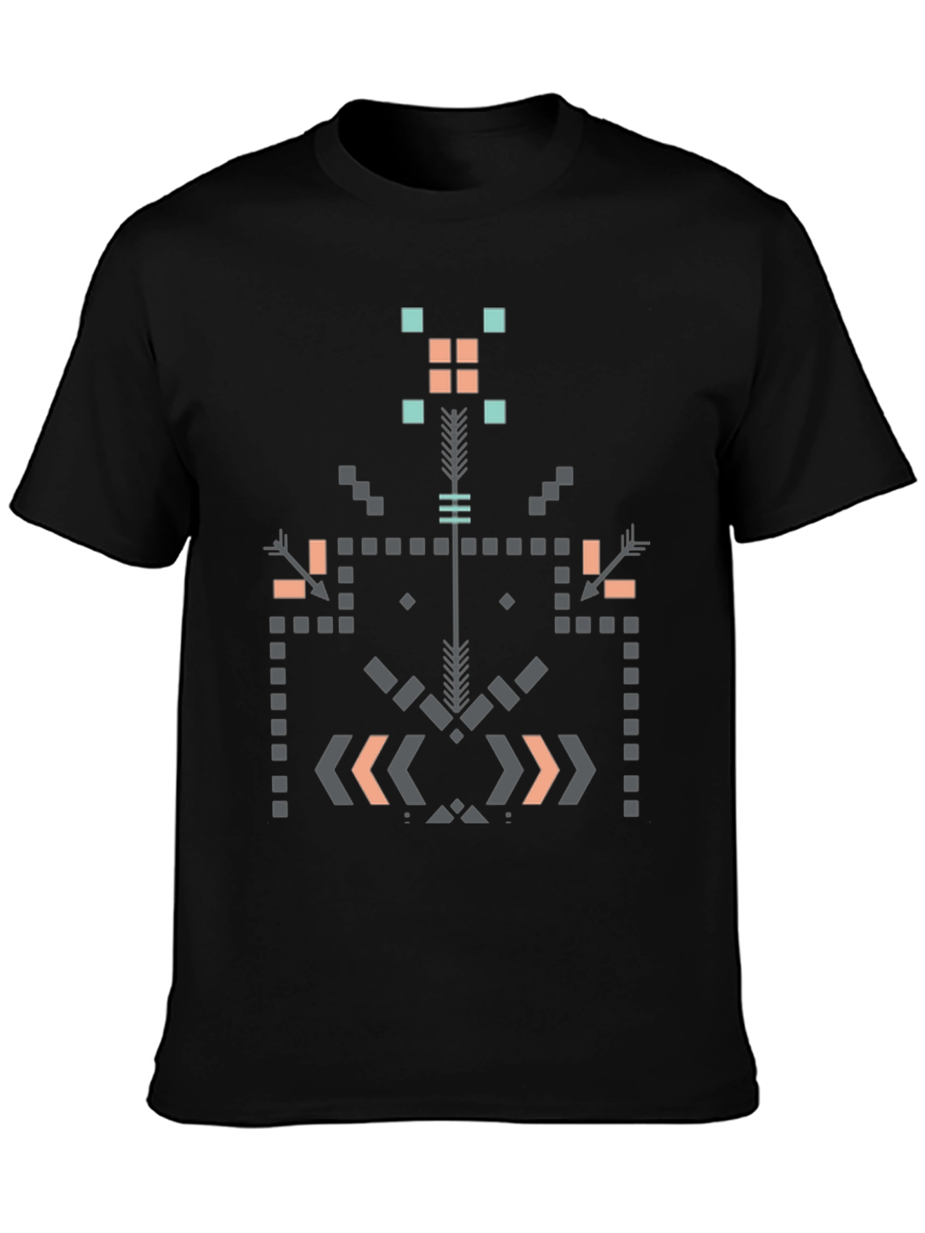 Geometric Aztec Print Black T-Shirt