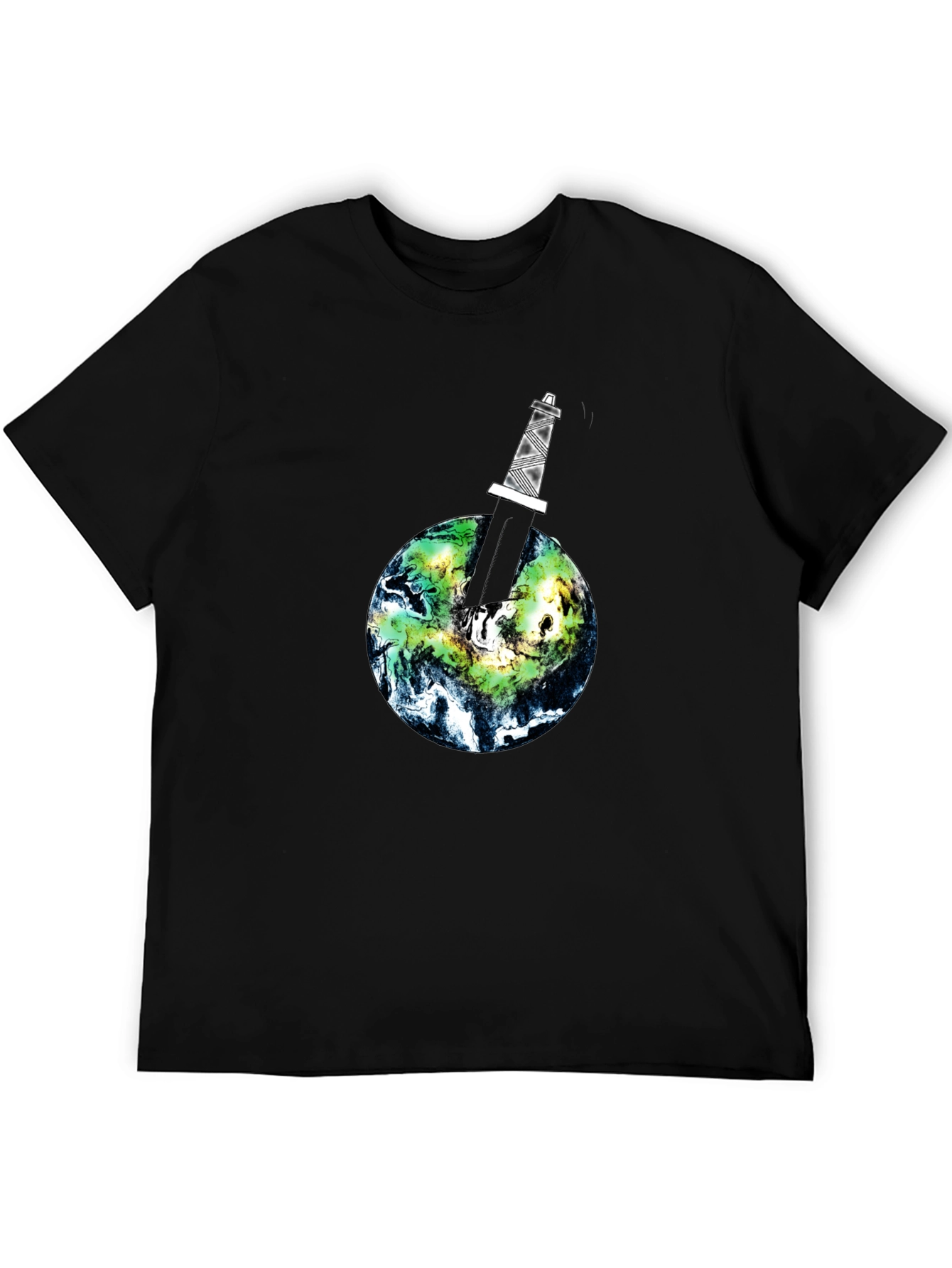 Earth Pierced Tee - Black Graphic T-Shirt