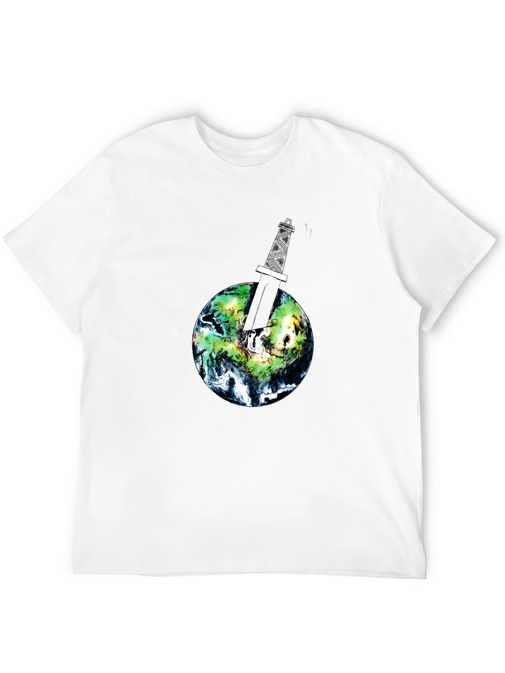 Earth Pierced Tee - Black Graphic T-Shirt