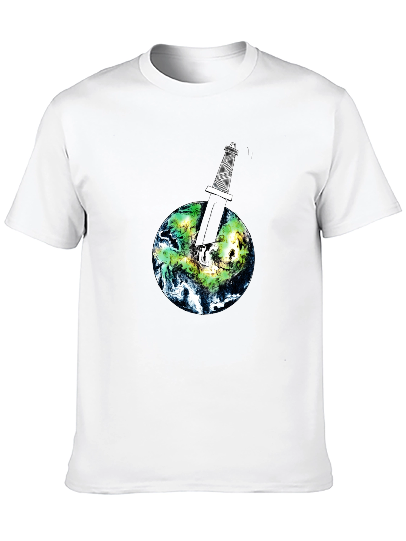Earth Pierced Tee - Black Graphic T-Shirt