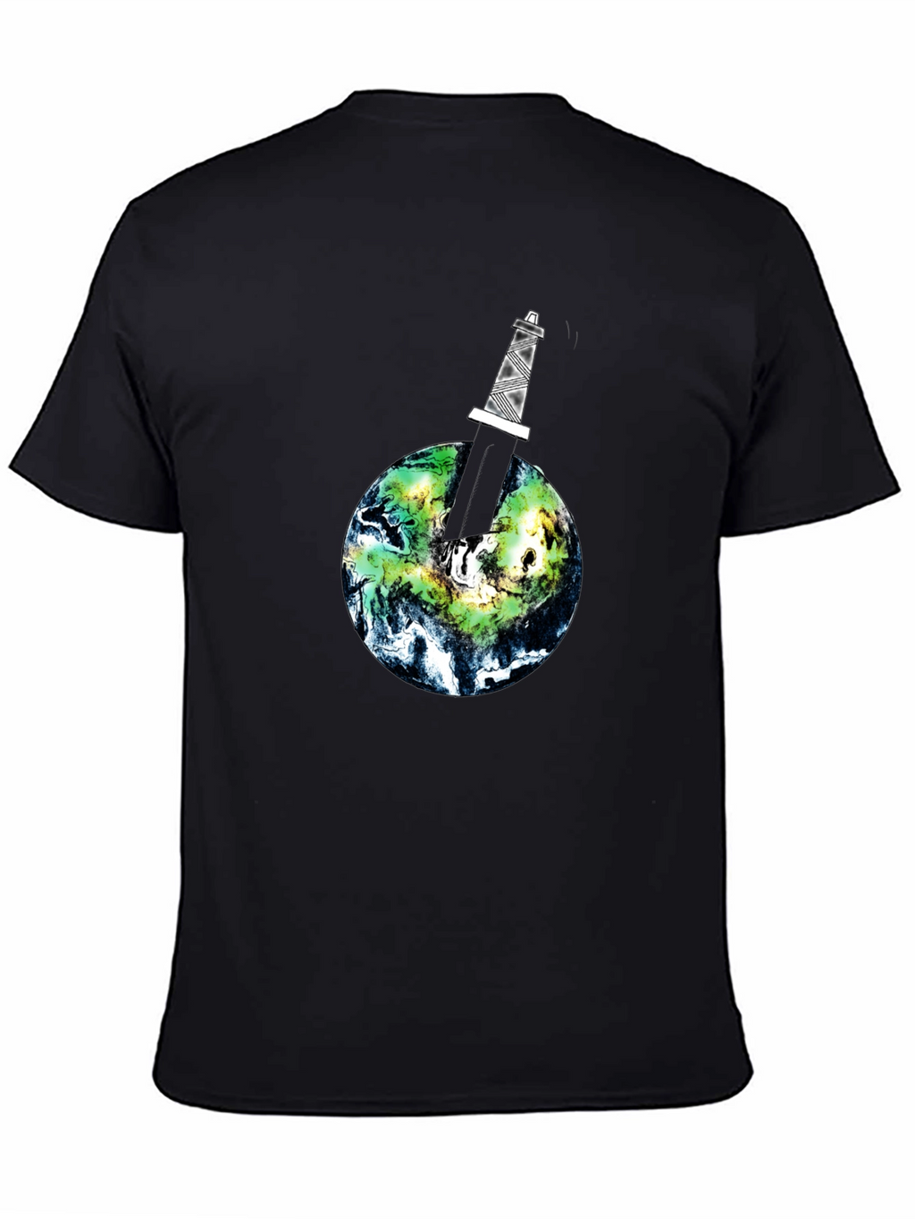 Earth Pierced Tee - Black Graphic T-Shirt