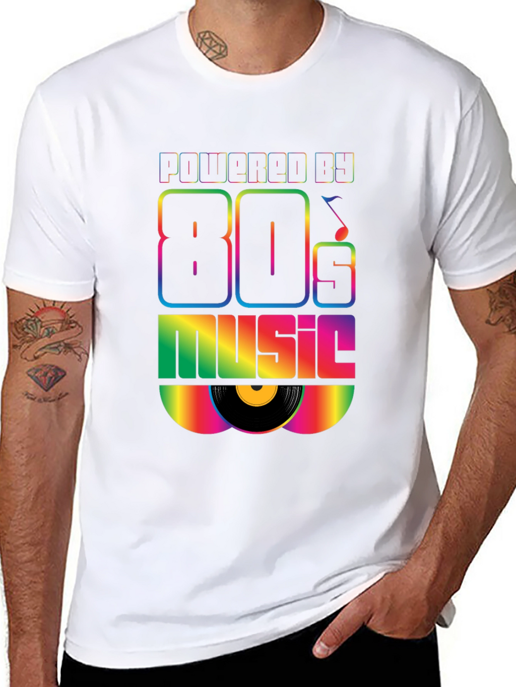 Powered by 80s Music Graphic T-Shirt